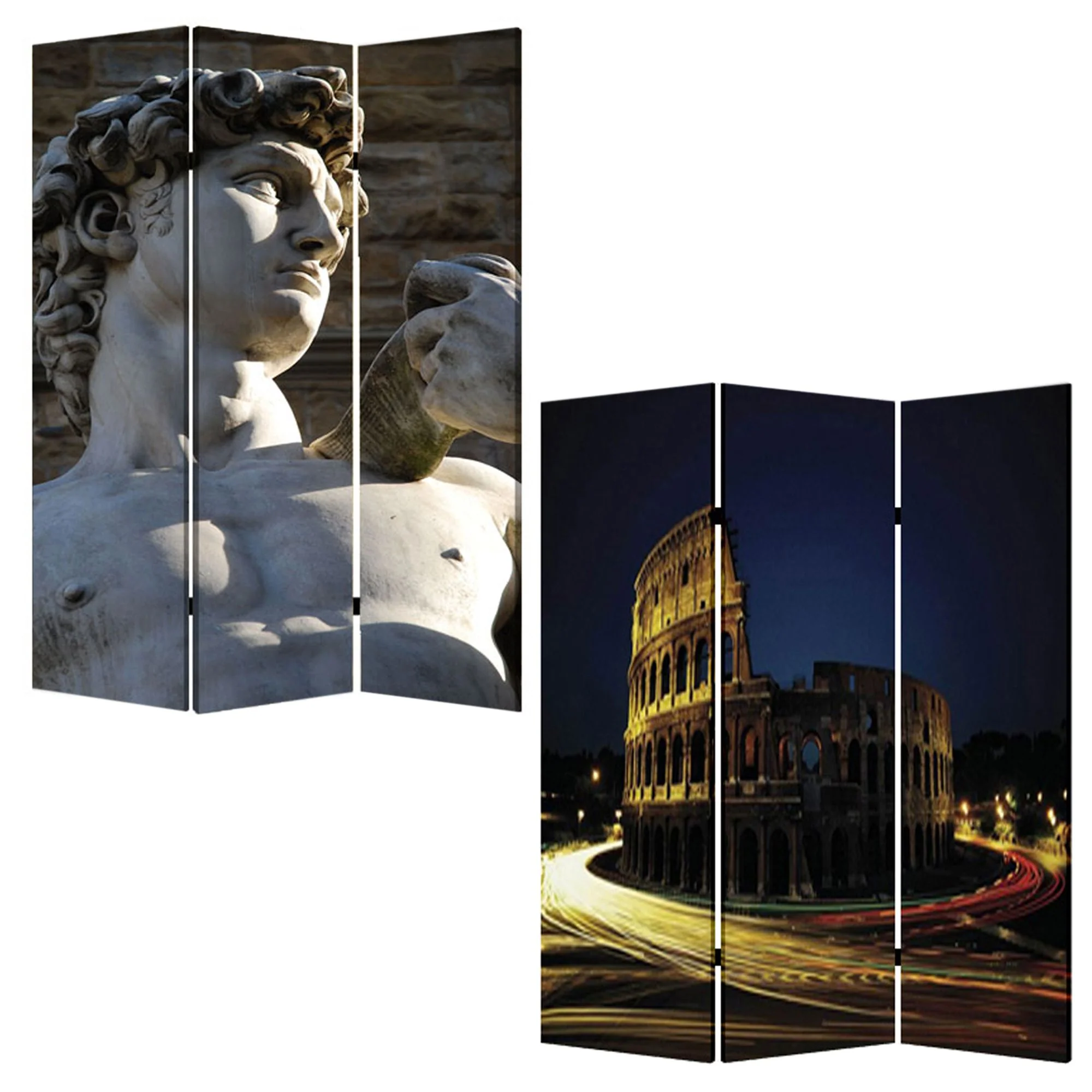 Multi Color Wood Canvas Rome Screen By Homeroots - Image 6