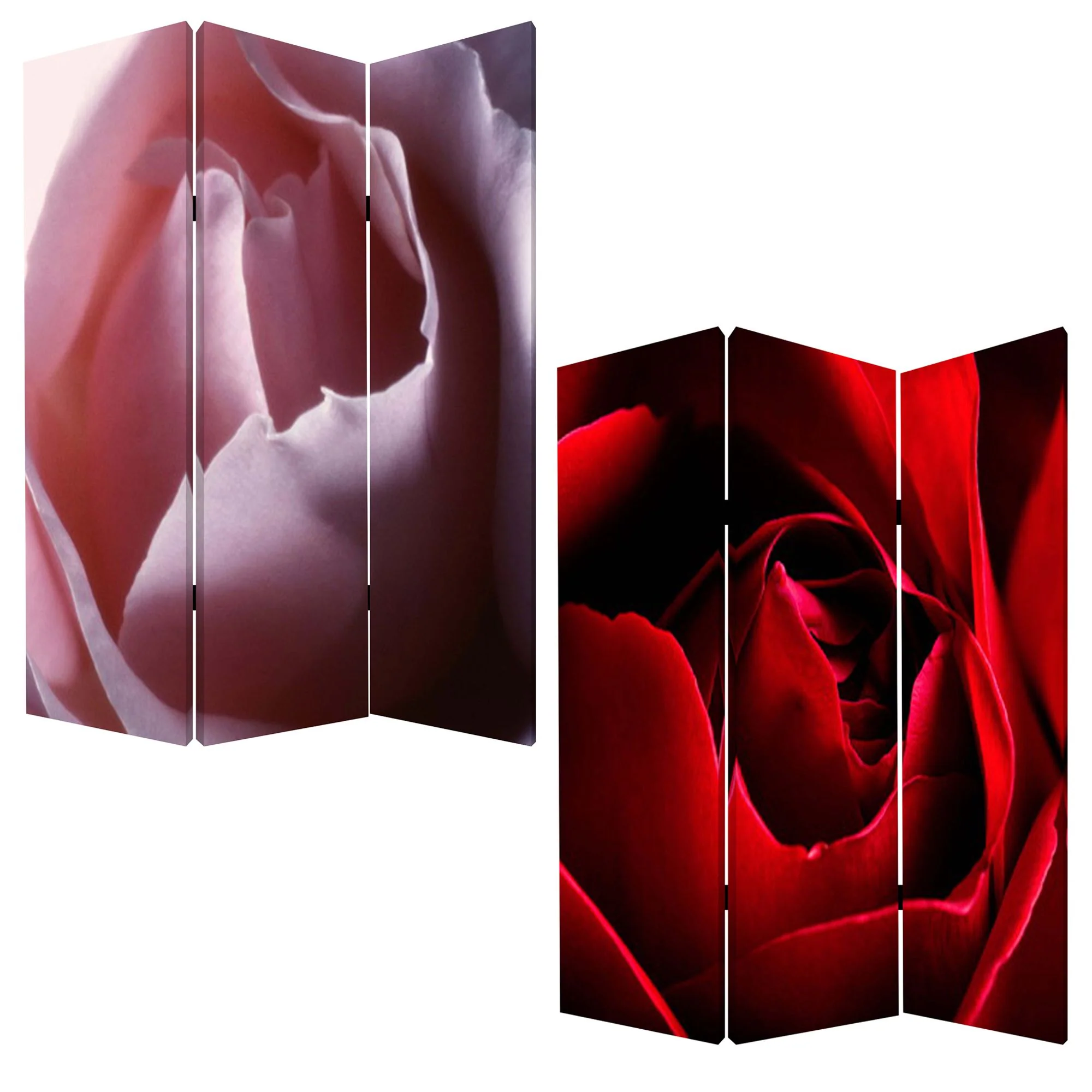 Multi Color Wood Canvas Rose Screen By Homeroots - Image 3