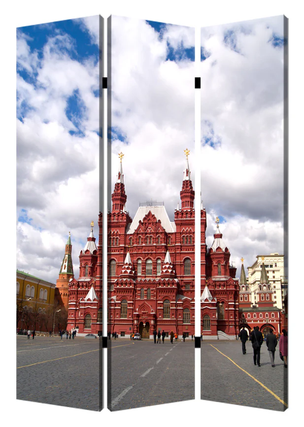 Multi Color Wood Canvas Russia Screen By Homeroots - Image 2