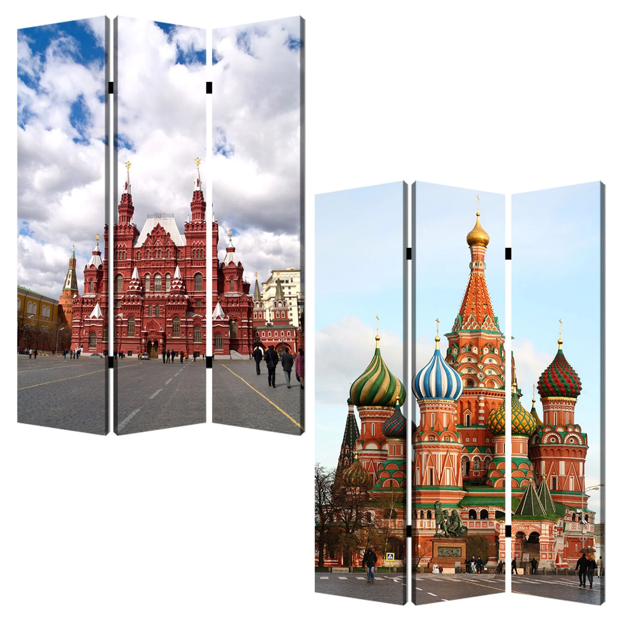Multi Color Wood Canvas Russia Screen By Homeroots - Image 3