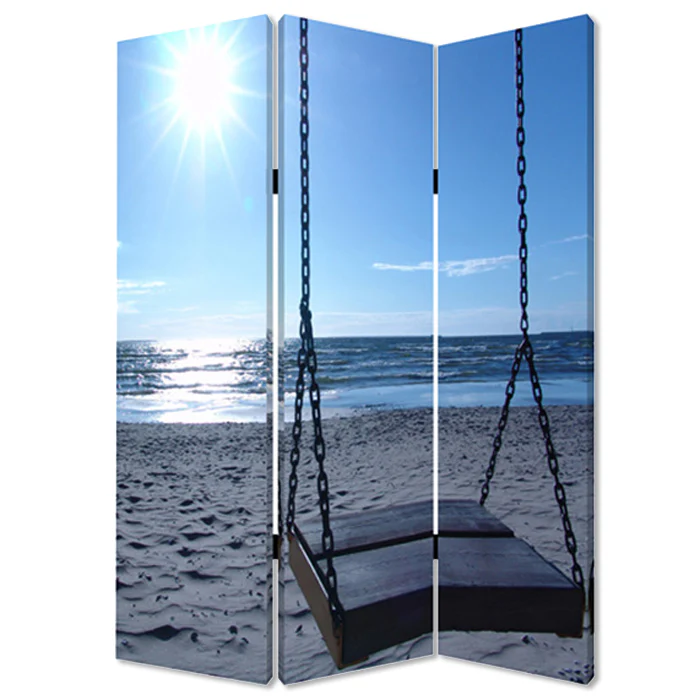 Multi Color Wood Canvas Seaside Serenity Screen By Homeroots - Image 2