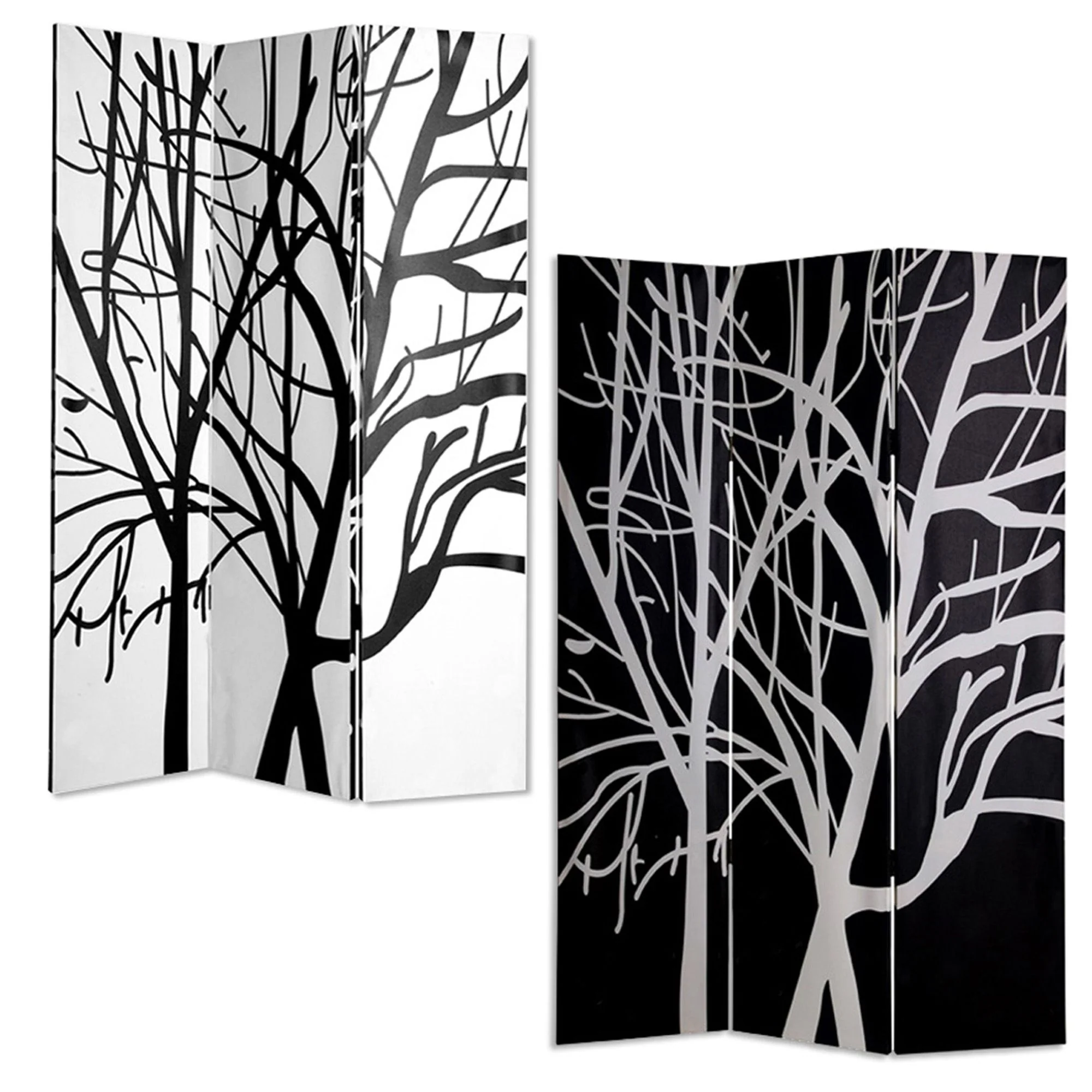 Multi Color Wood Canvas Tranquillity Screen By Homeroots - Image 3