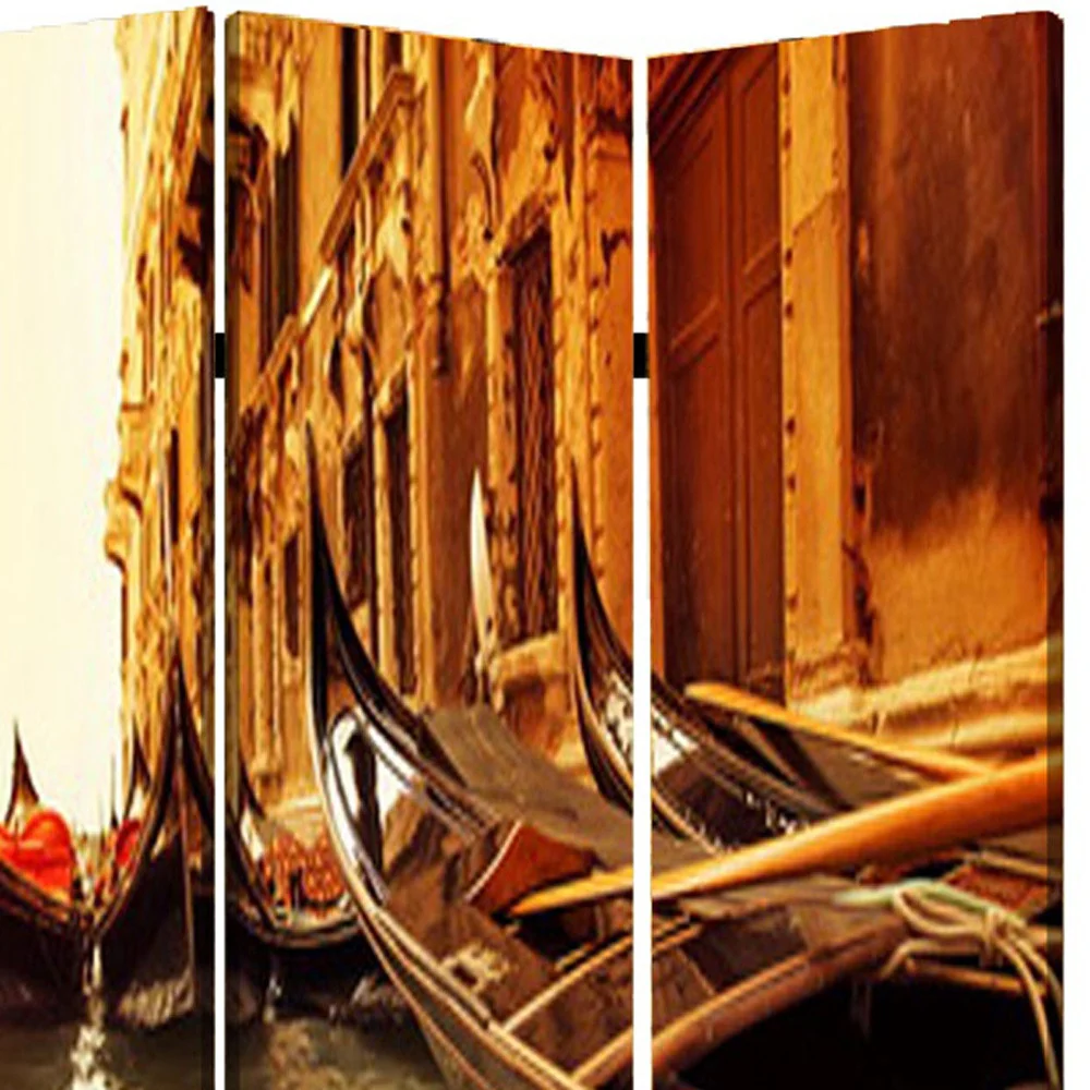 Multi Color Wood Canvas Venice Screen By Homeroots - Image 2