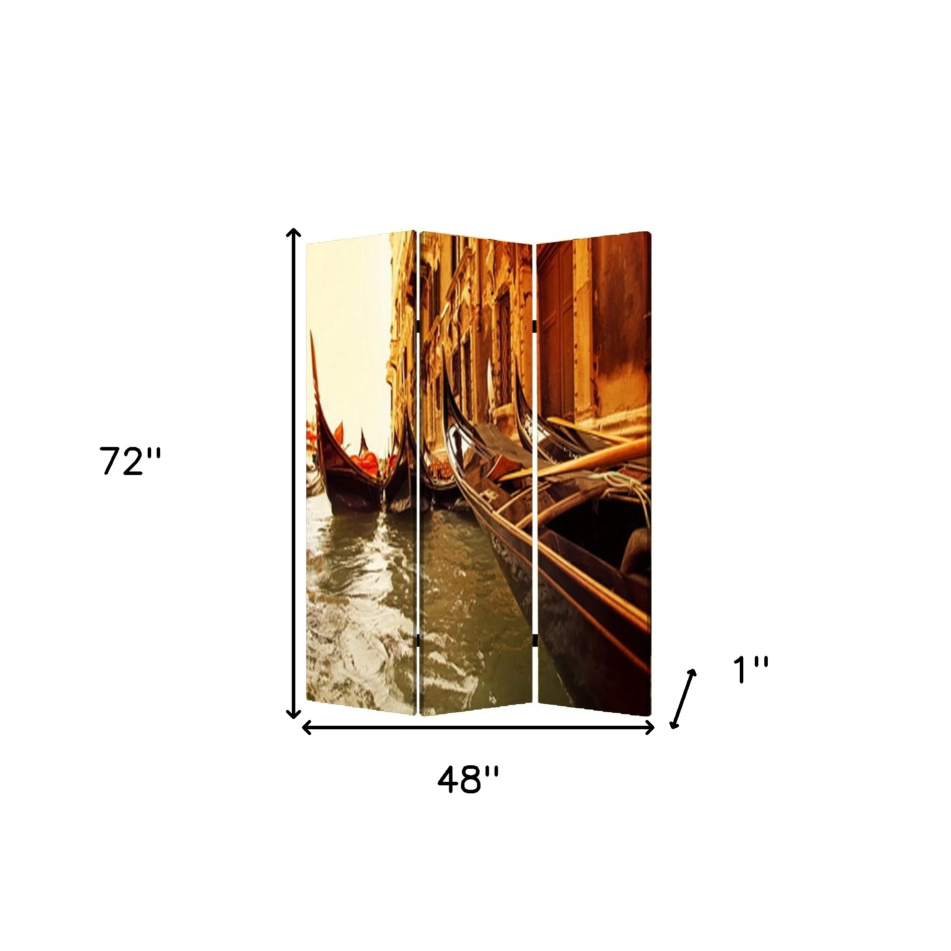 Multi Color Wood Canvas Venice Screen By Homeroots - Image 4