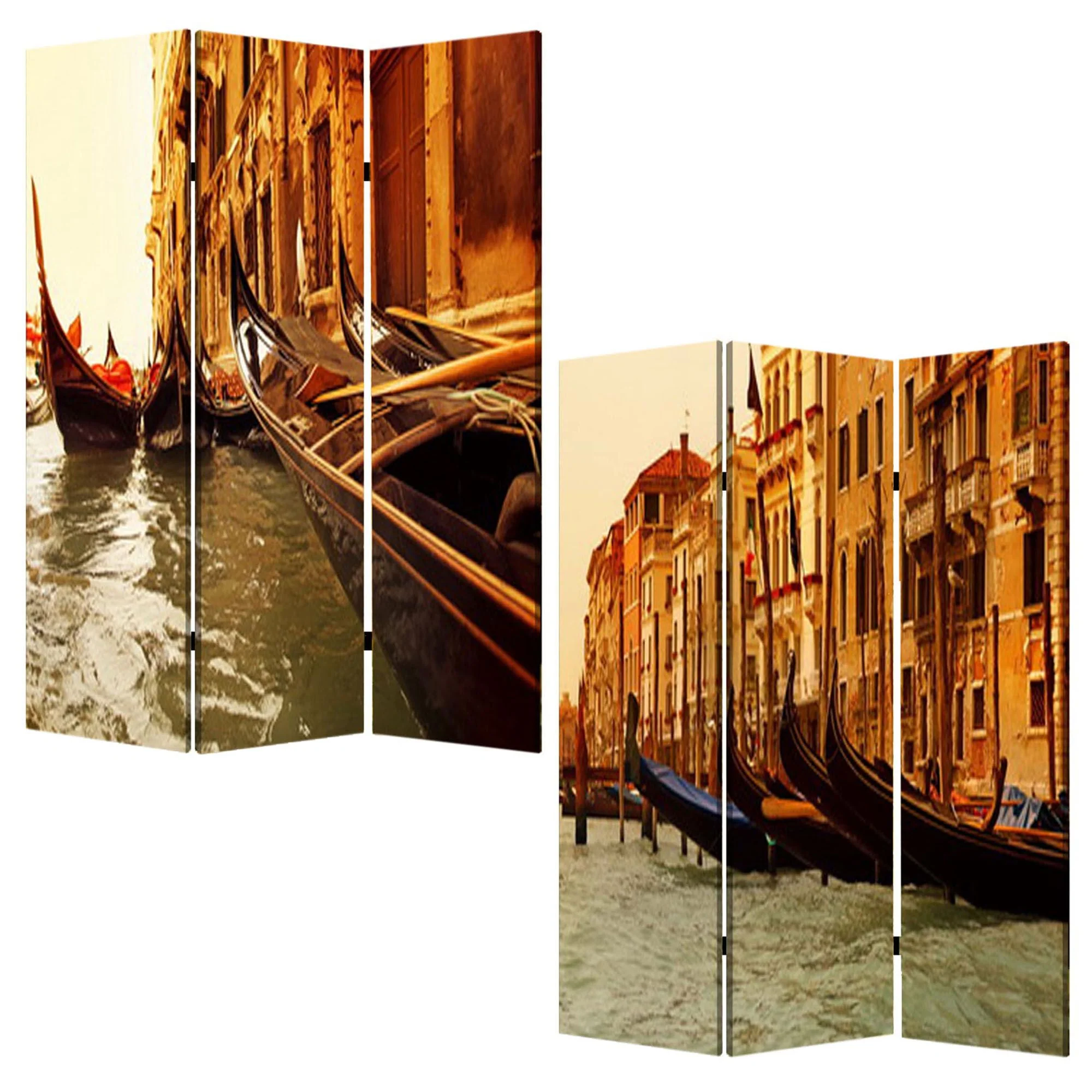 Multi Color Wood Canvas Venice Screen By Homeroots - Image 6