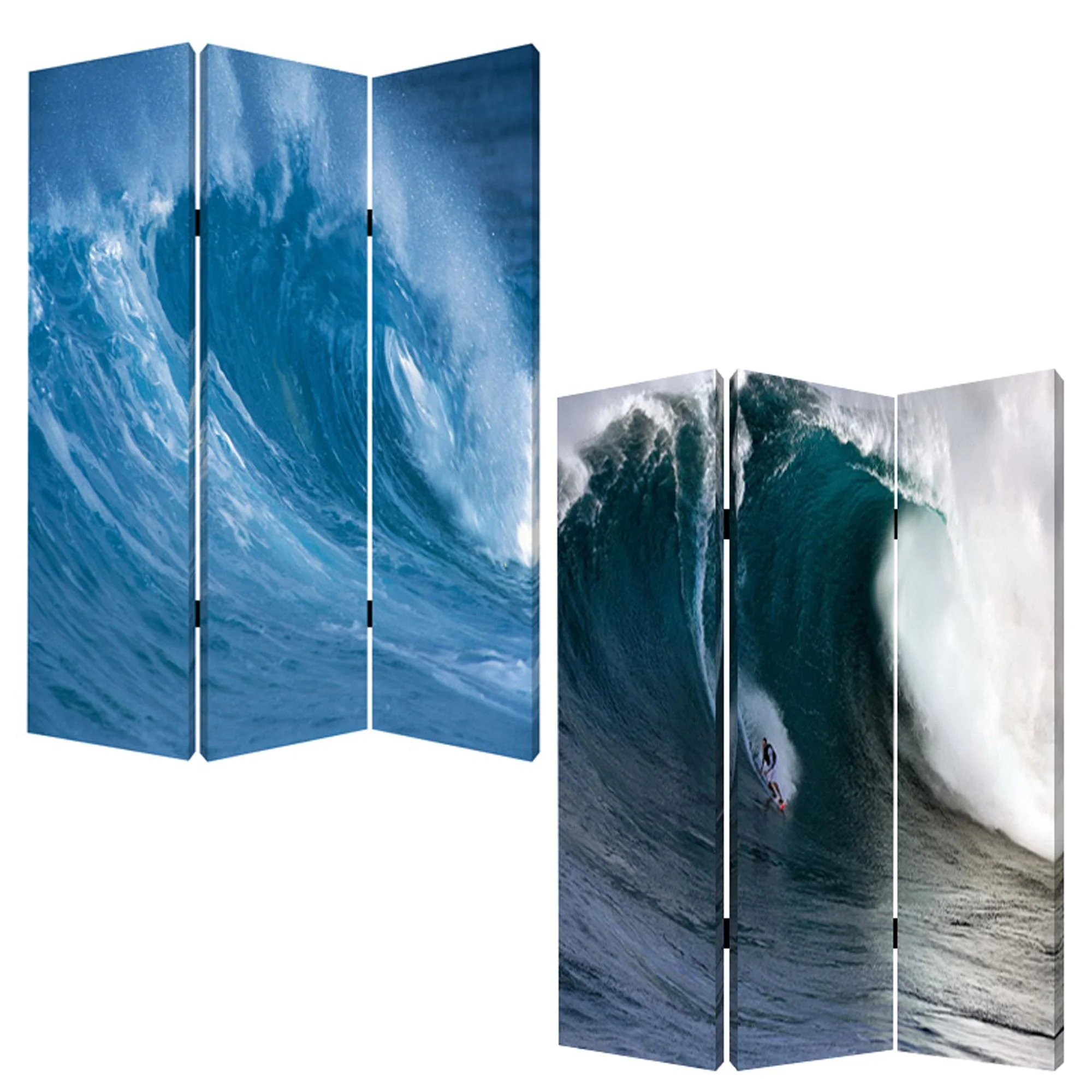 Multi Color Wood Canvas Wave Screen By Homeroots - Image 3