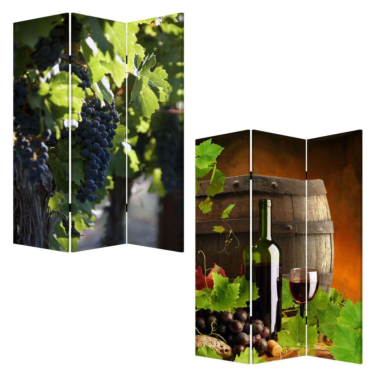 Multi Color Wood Canvas Wine Country Screen By Homeroots - Image 3