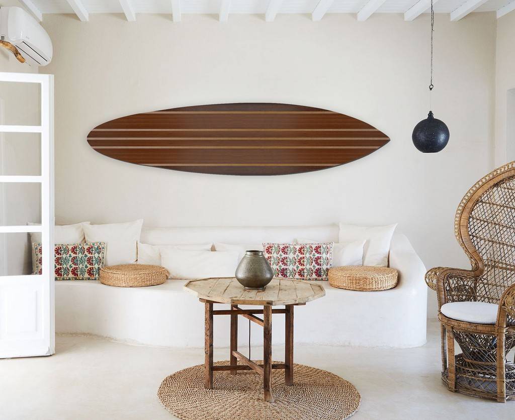 Multi Tonal Brown Stripe Surfboard Wall Art By Homeroots - Image 4