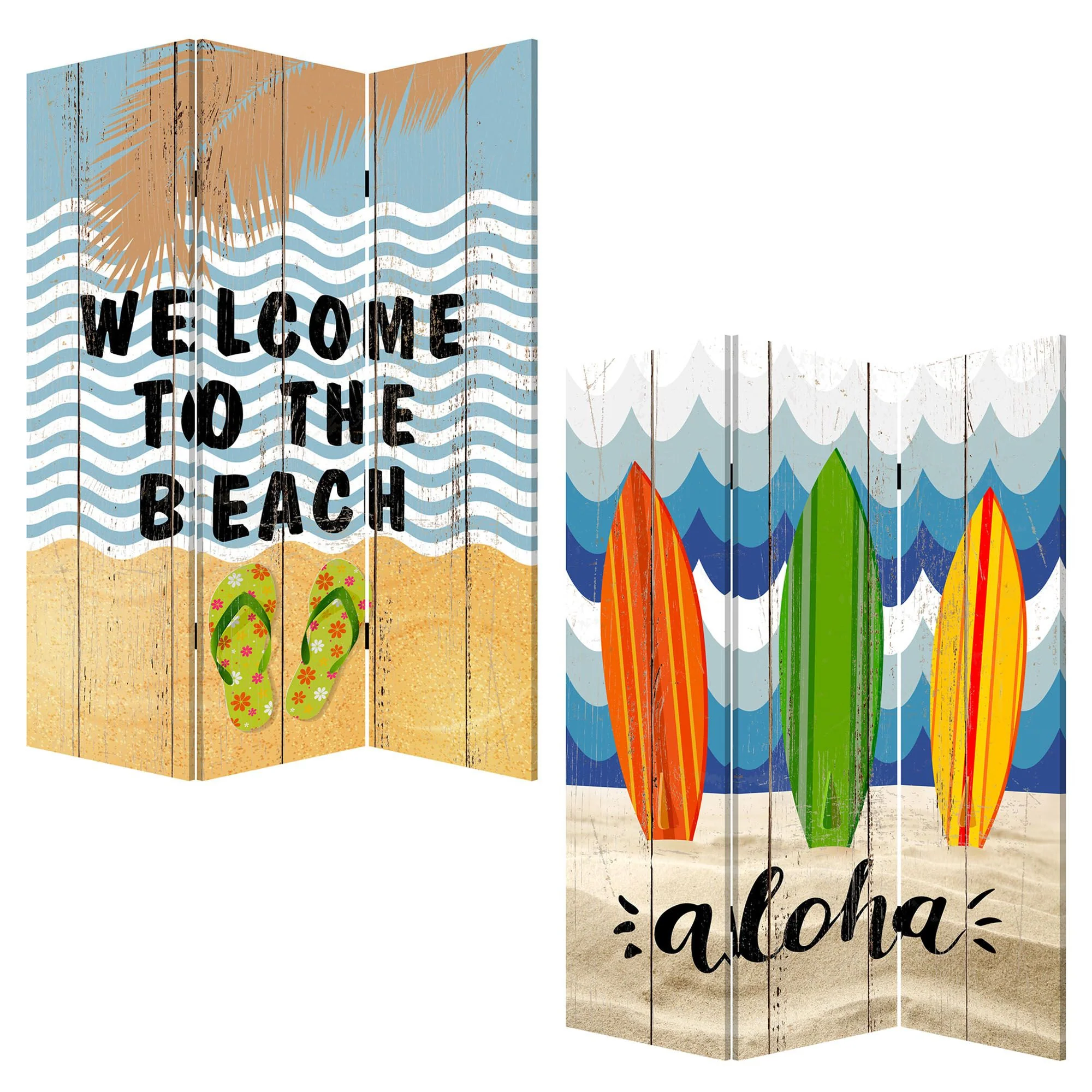 Multicolor Canvas Beach Treasures - 3 Panles Screen By Homeroots - Image 2