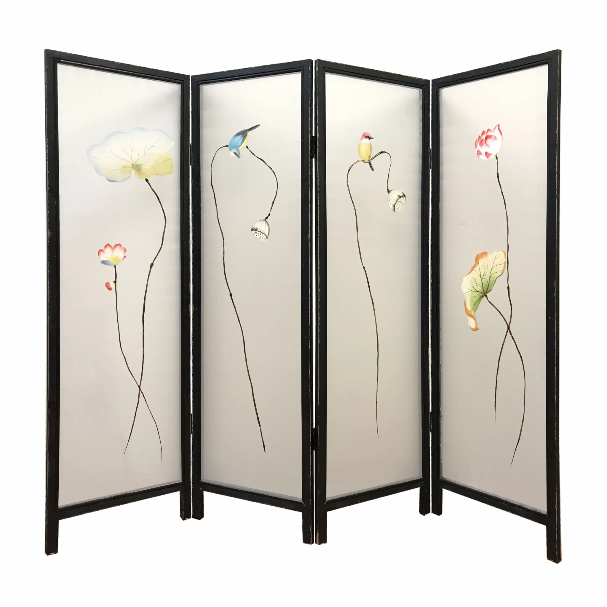 Multicolor Fabric And Wood Flourshing Screen By Homeroots - Image 2