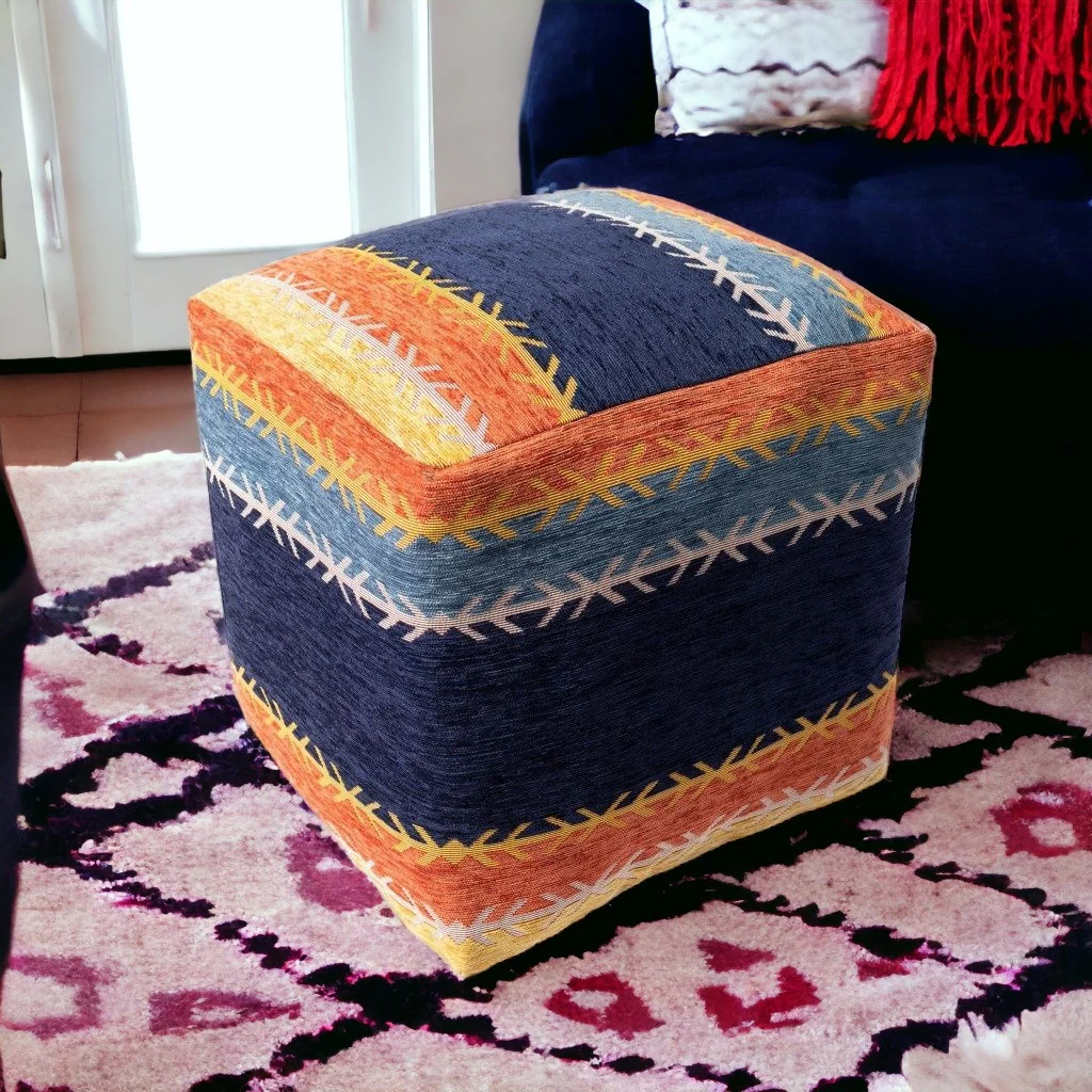 Multicolored Polyester Blend Ottoman By Homeroots - Image 5