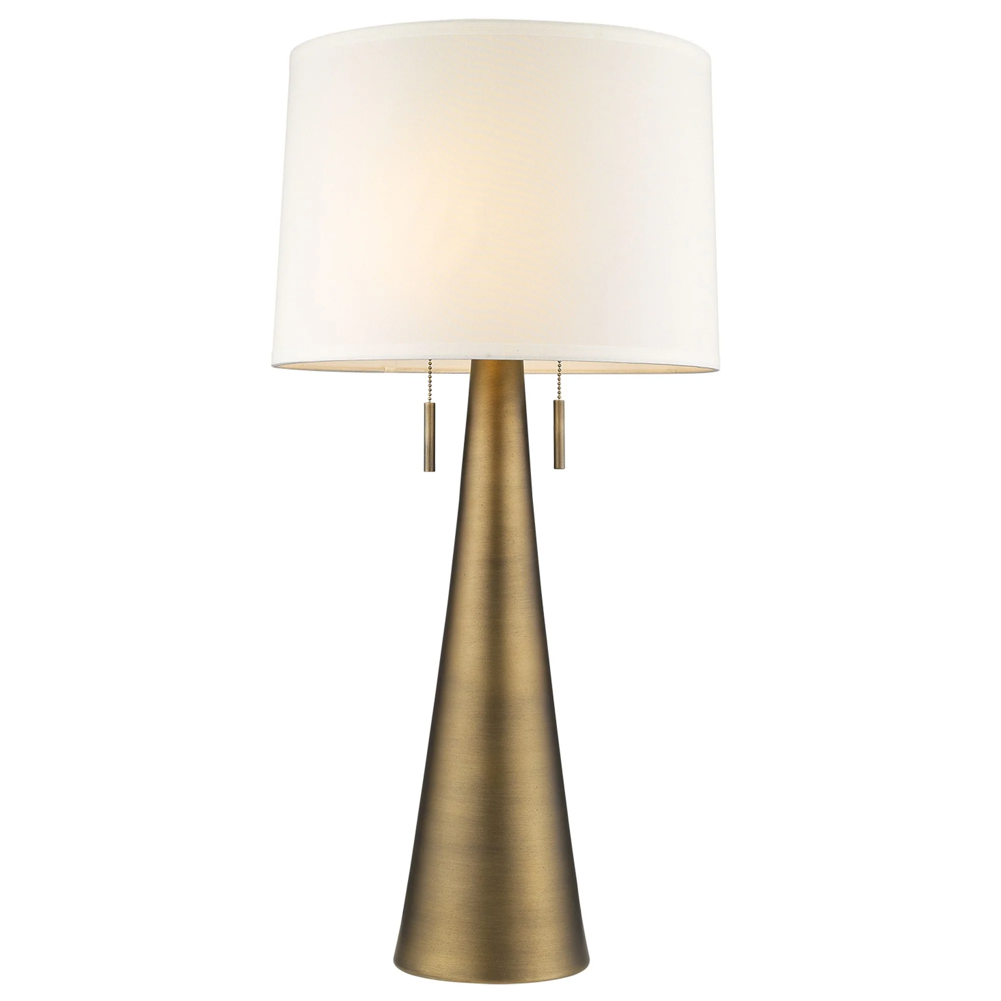 Muse 2-Light Hand Painted Antique Gold Table Lamp With Off White Shantung Shade By Homeroots - Image 2