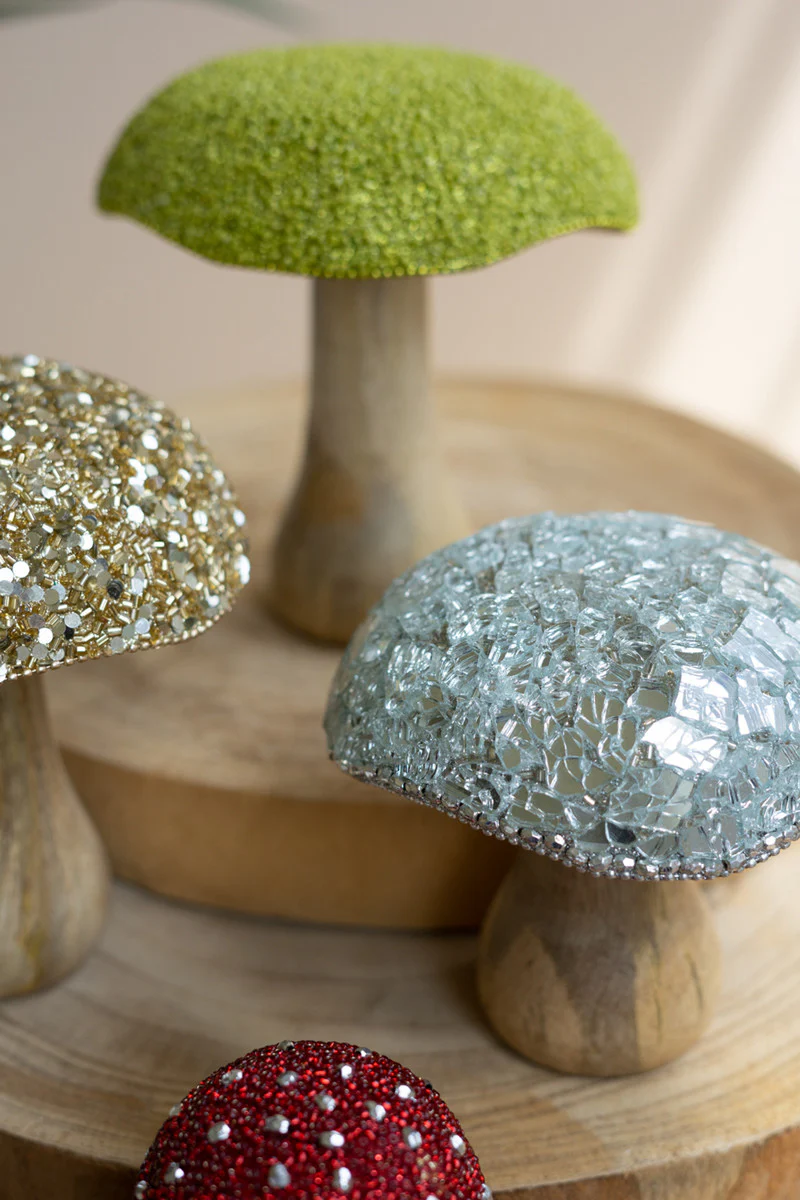 Mushrooms With Mosaic Tops Set Of 5 By Kalalou - Image 2