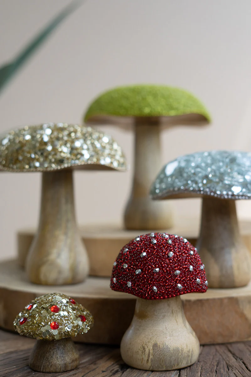 Mushrooms With Mosaic Tops Set Of 5 By Kalalou - Image 3