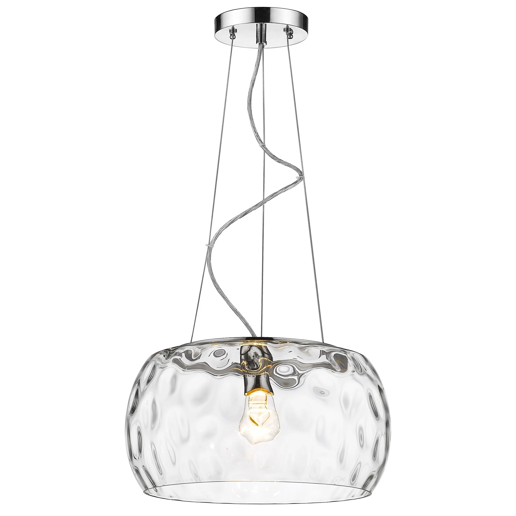 Mystere 1-Light Polished Chrome Pendant With Dimpled Glass Shade By Homeroots - Image 2