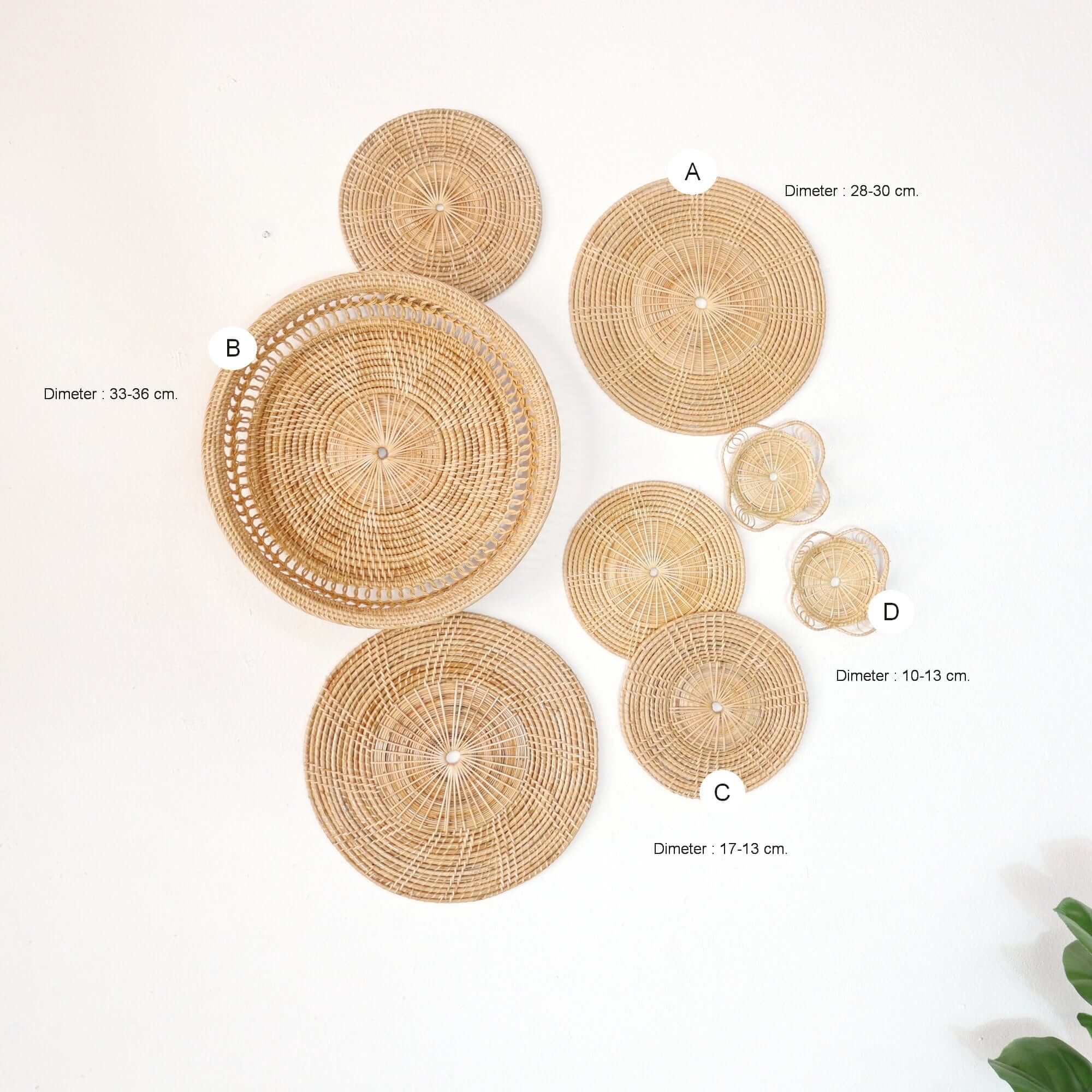 Na Pi Da - Rattan Wall Hanging Art Decor Set Of 8 By Thaihome - Image 2