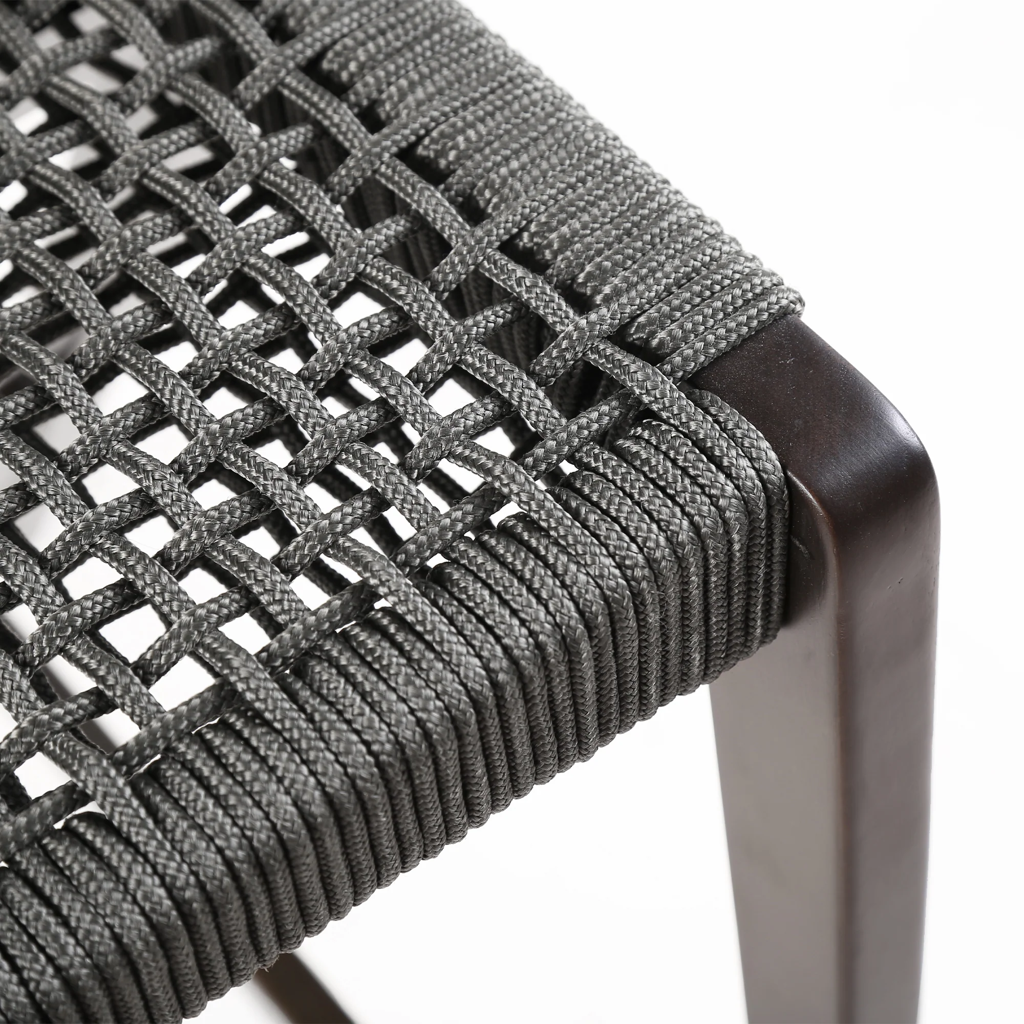 Nabila Outdoor Dark Eucalyptus Wood and Grey Rope Counter and Bar height Stool By Armen Living - Image 10