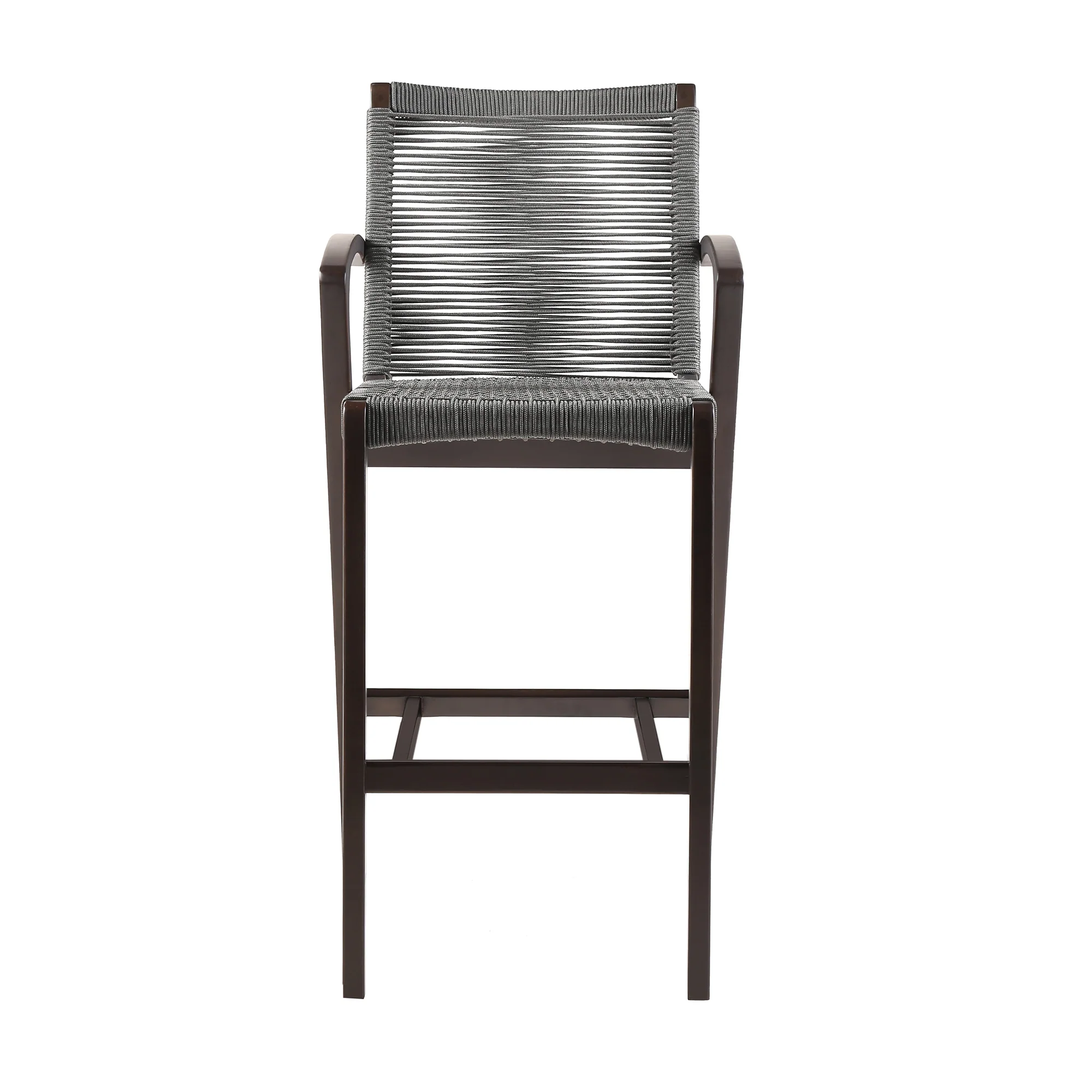 Nabila Outdoor Dark Eucalyptus Wood and Grey Rope Counter and Bar height Stool By Armen Living - Image 3