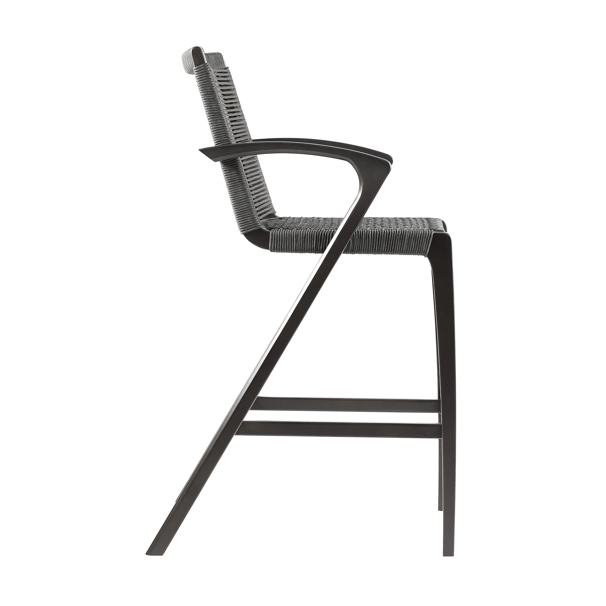 Nabila Outdoor Dark Eucalyptus Wood and Grey Rope Counter and Bar height Stool By Armen Living - Image 4