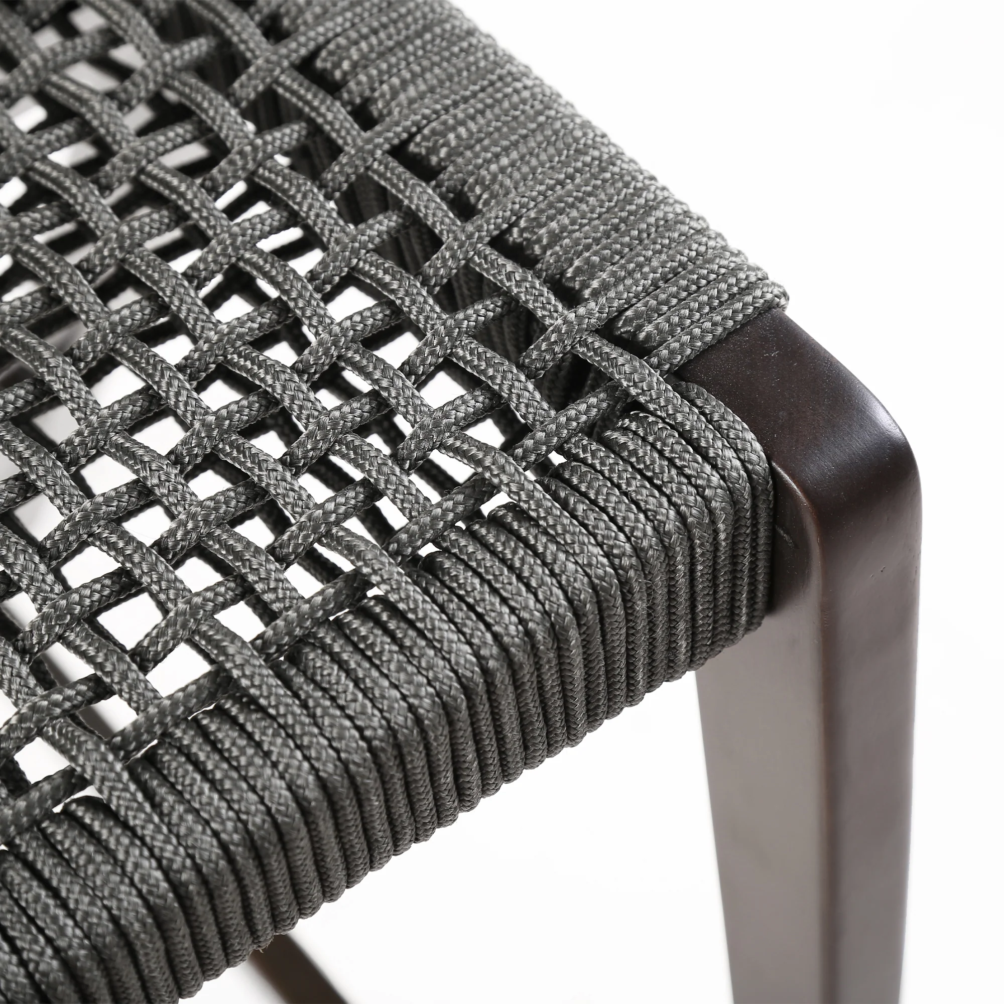Nabila Outdoor Dark Eucalyptus Wood and Grey Rope Counter and Bar height Stool By Armen Living - Image 10