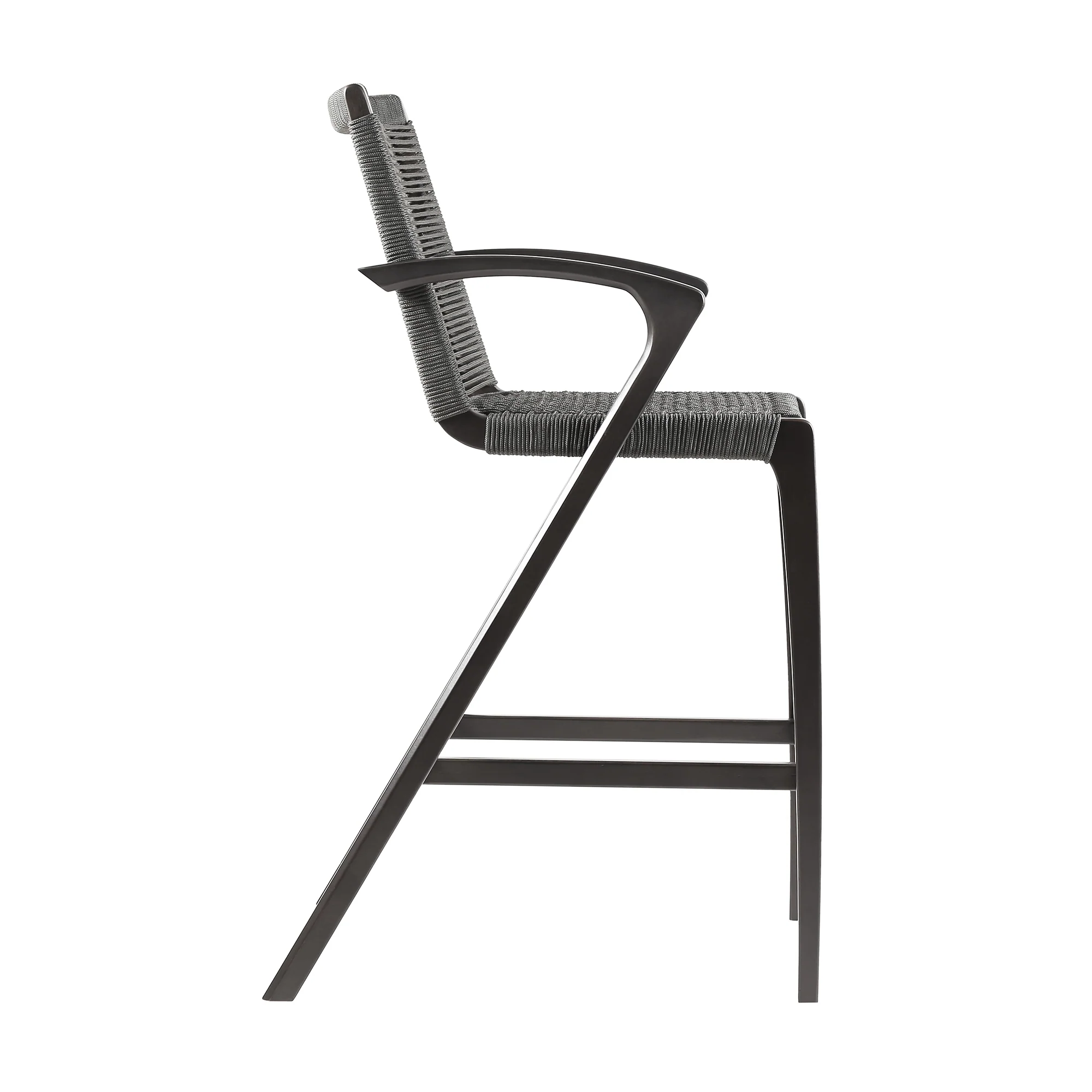 Nabila Outdoor Dark Eucalyptus Wood and Grey Rope Counter and Bar height Stool By Armen Living - Image 4