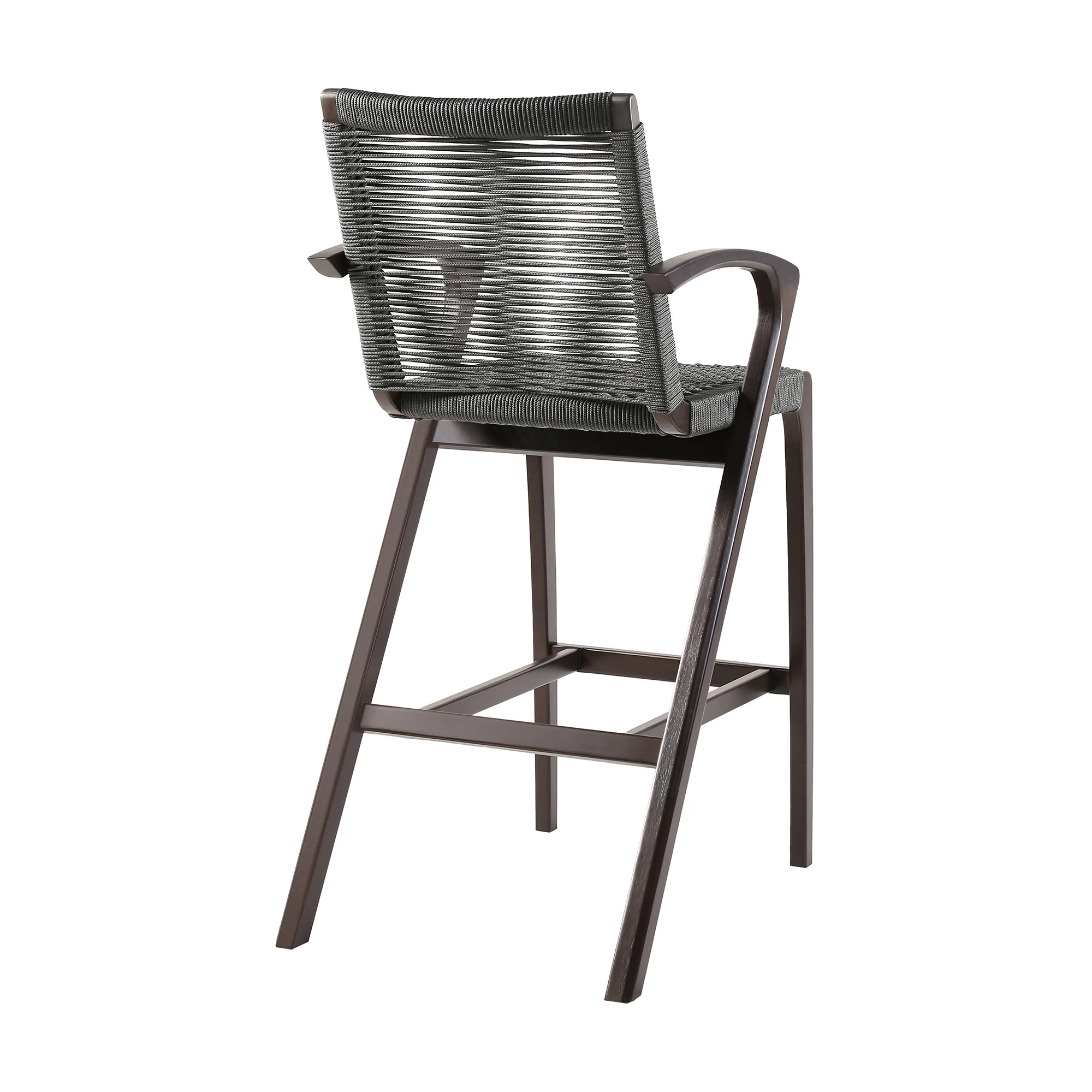 Nabila Outdoor Dark Eucalyptus Wood and Grey Rope Counter and Bar height Stool By Armen Living - Image 5