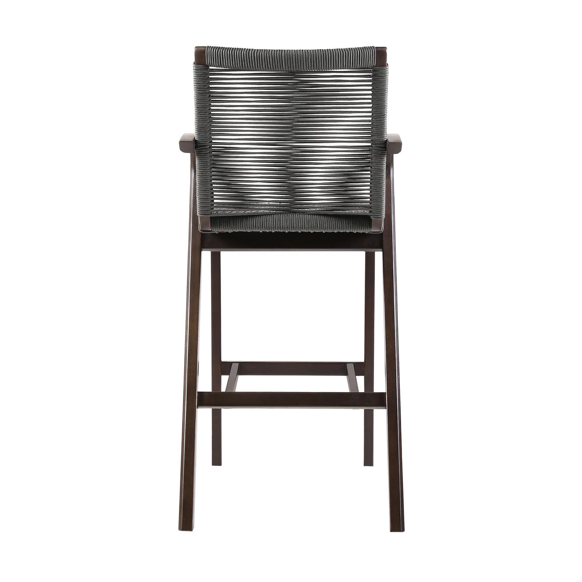 Nabila Outdoor Dark Eucalyptus Wood and Grey Rope Counter and Bar height Stool By Armen Living - Image 6