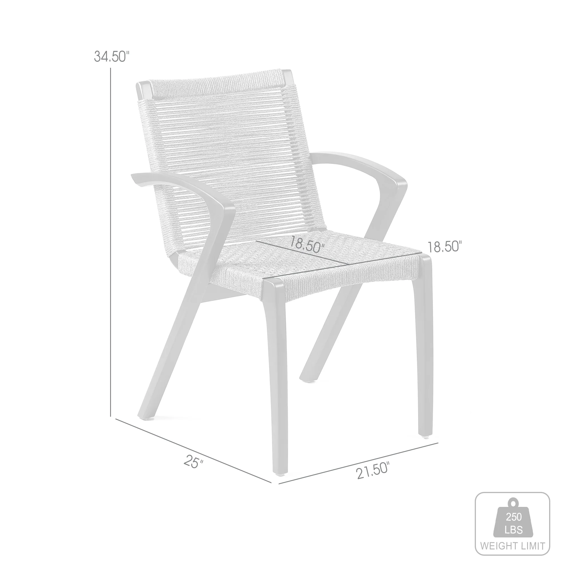 Nabila Outdoor Dark Eucalyptus Wood and Grey Rope Dining Chairs - Set of 2 By Armen Living - Image 10