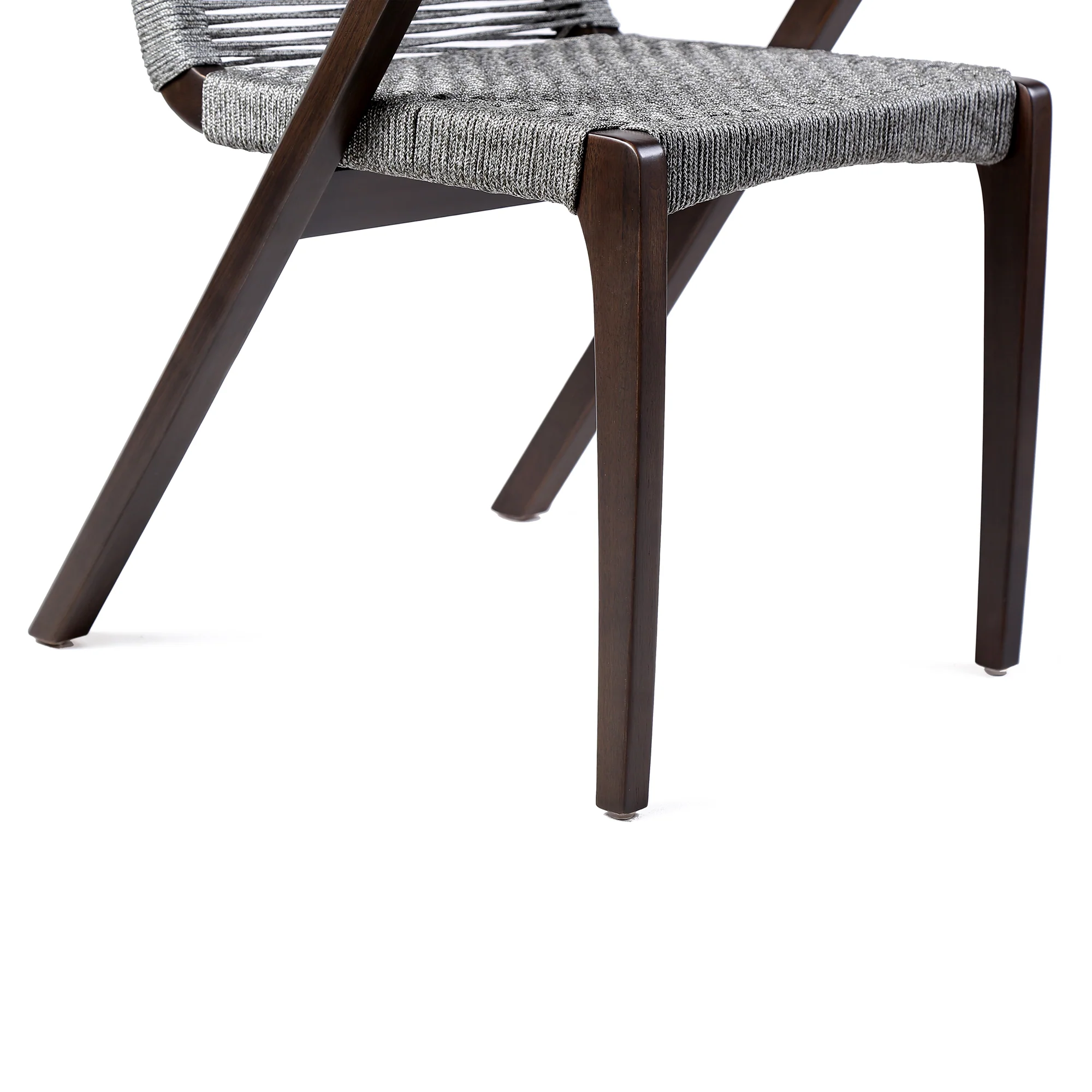 Nabila Outdoor Dark Eucalyptus Wood and Grey Rope Dining Chairs - Set of 2 By Armen Living - Image 11