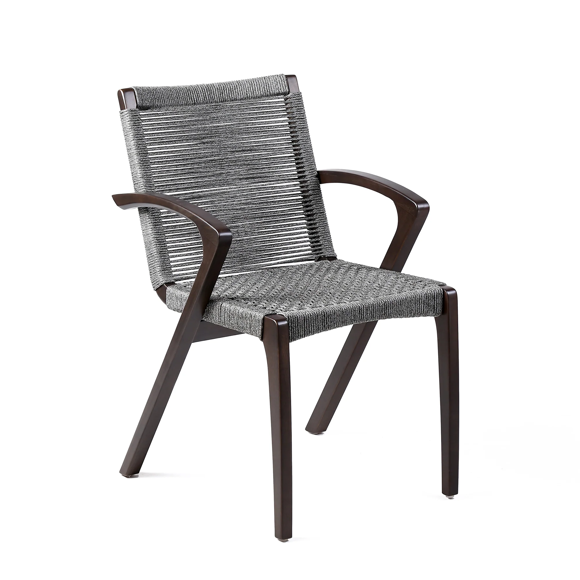 Nabila Outdoor Dark Eucalyptus Wood and Grey Rope Dining Chairs - Set of 2 By Armen Living - Image 4