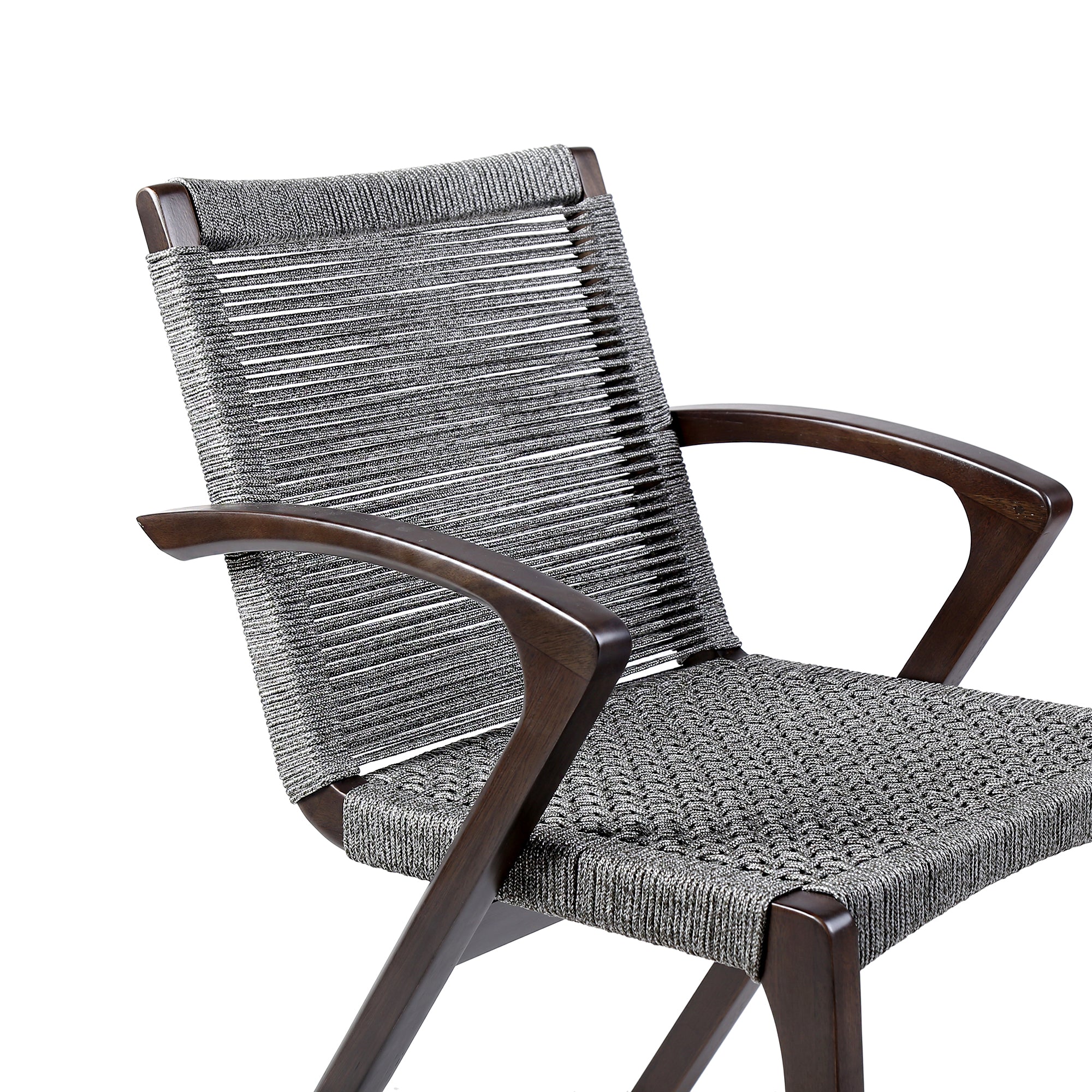 Nabila Outdoor Dark Eucalyptus Wood and Grey Rope Dining Chairs - Set of 2 By Armen Living - Image 7