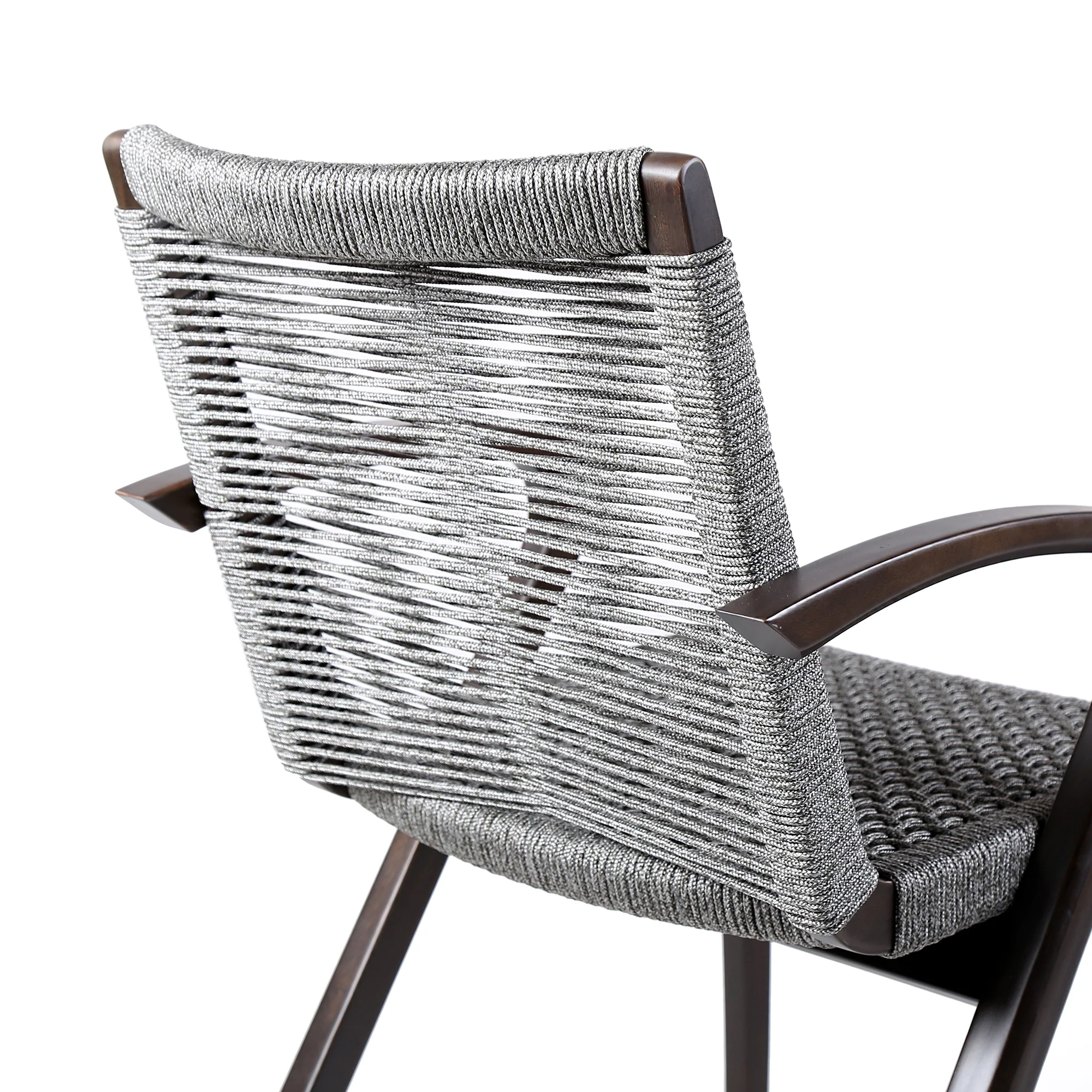 Nabila Outdoor Dark Eucalyptus Wood and Grey Rope Dining Chairs - Set of 2 By Armen Living - Image 8