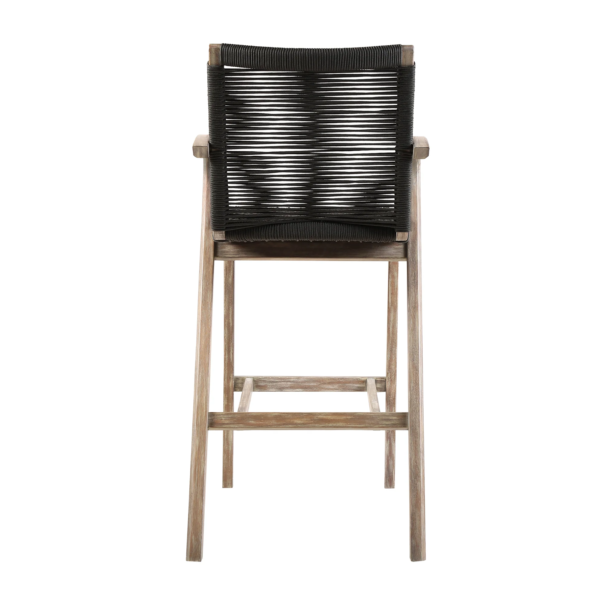 Nabila Outdoor Light Eucalyptus Wood and Charcoal Rope Counter and Bar Height Stool By Armen Living - Image 6