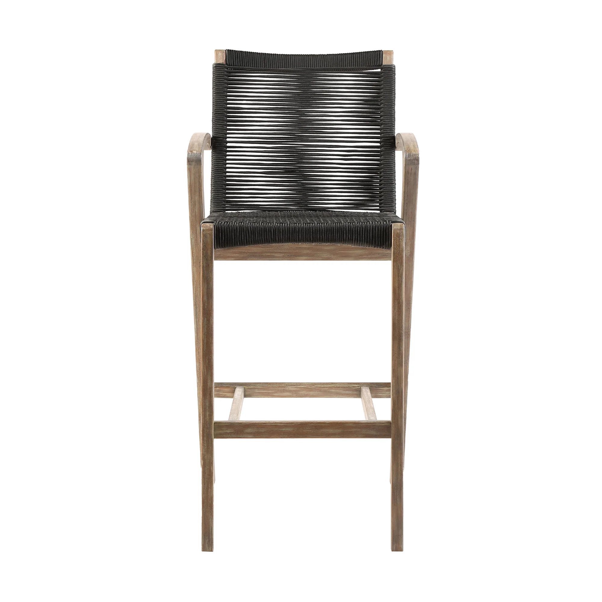 Nabila Outdoor Light Eucalyptus Wood and Charcoal Rope Counter and Bar Height Stool By Armen Living - Image 3