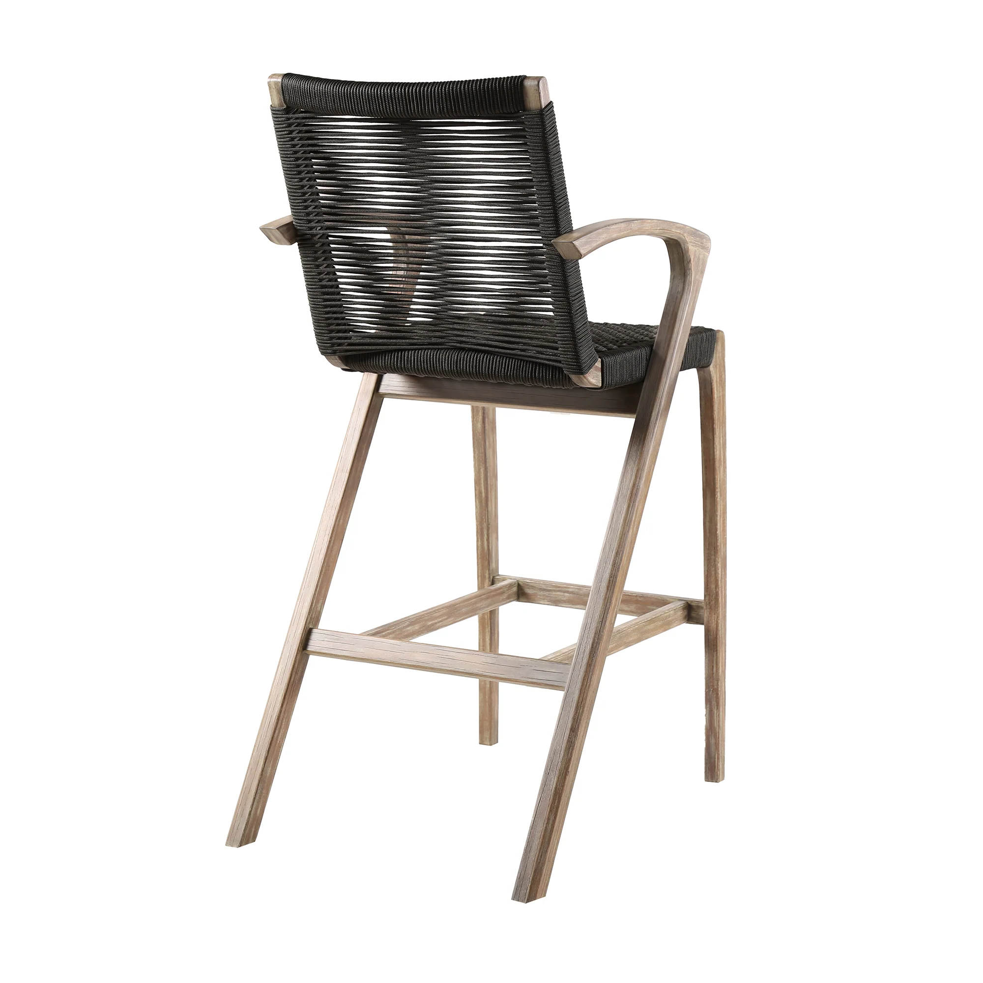 Nabila Outdoor Light Eucalyptus Wood and Charcoal Rope Counter and Bar Height Stool By Armen Living - Image 5