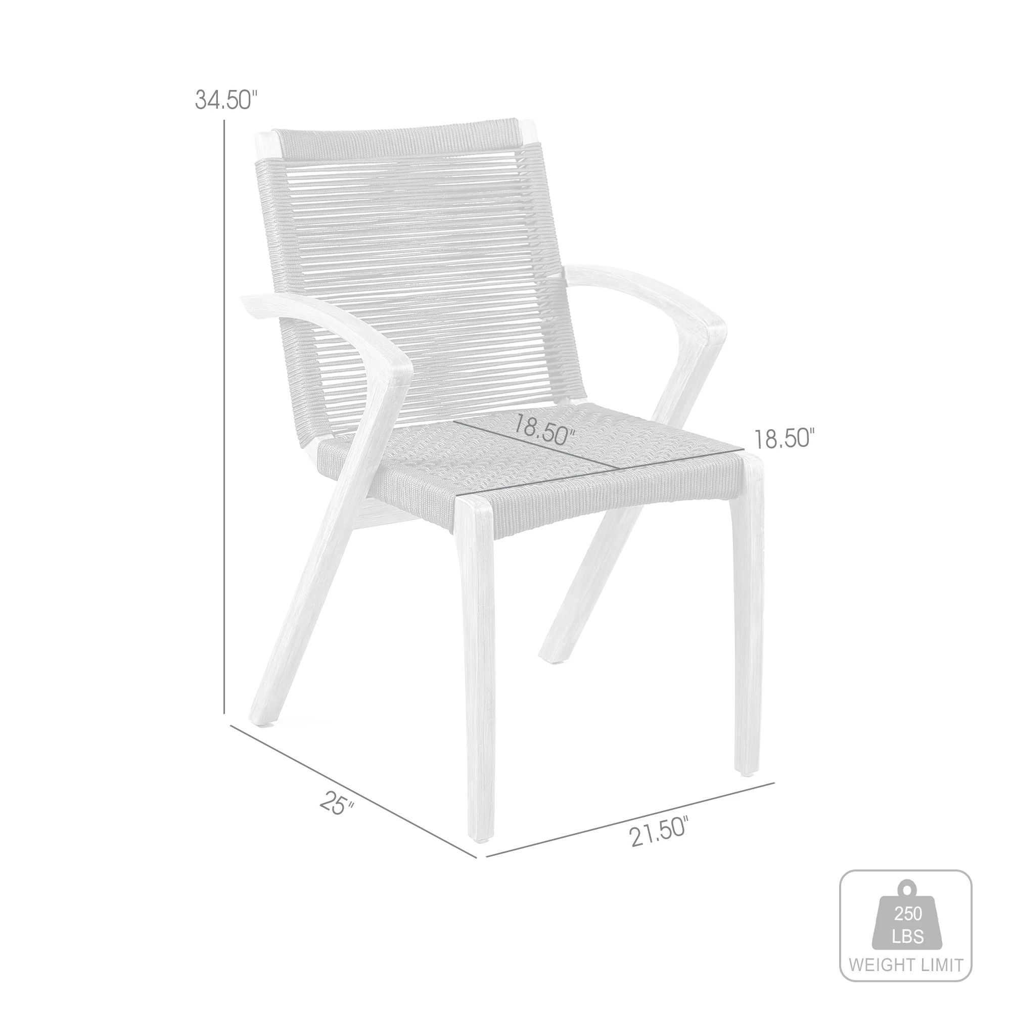 Nabila Outdoor Light Eucalyptus Wood and Charcoal Rope Dining Chairs - Set of 2 By Armen Living - Image 10