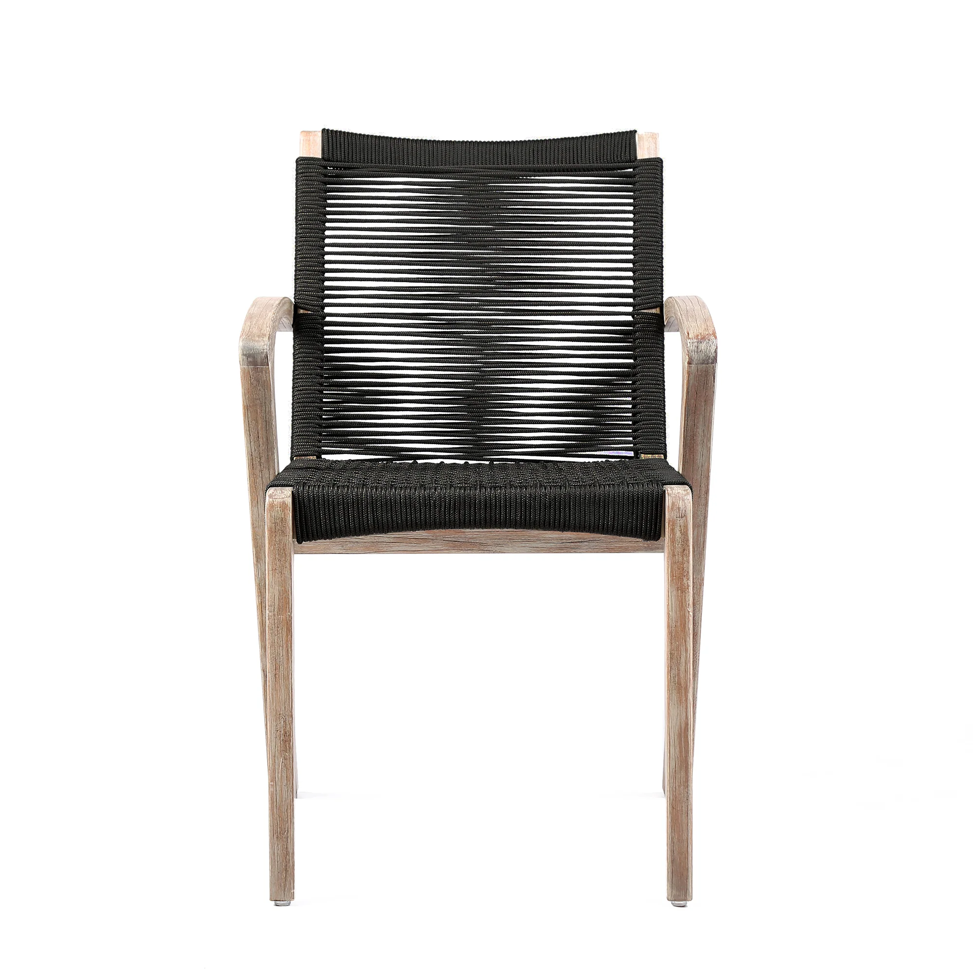 Nabila Outdoor Light Eucalyptus Wood and Charcoal Rope Dining Chairs - Set of 2 By Armen Living - Image 5