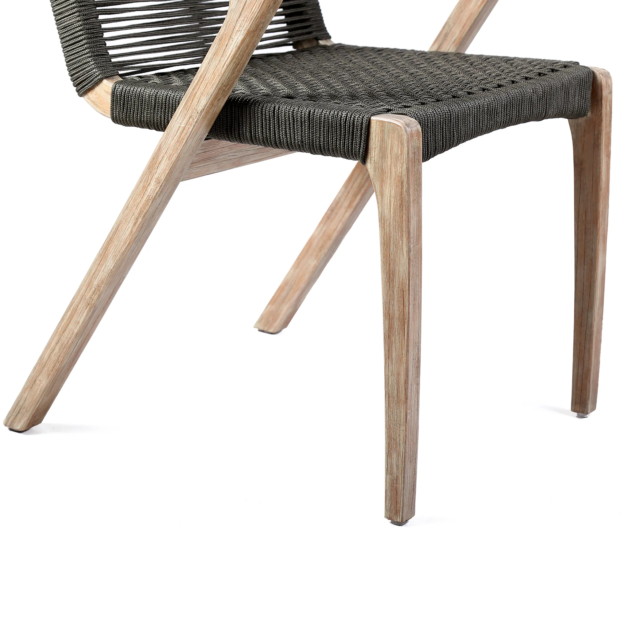 Nabila Outdoor Light Eucalyptus Wood and Charcoal Rope Dining Chairs - Set of 2 By Armen Living - Image 9