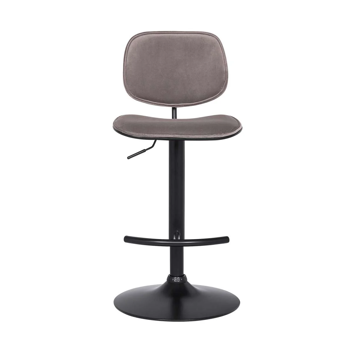 Nancy Adjustable Gray Velvet Swivel Barstool in Black Powder Coated Finish By Armen Living - Image 2