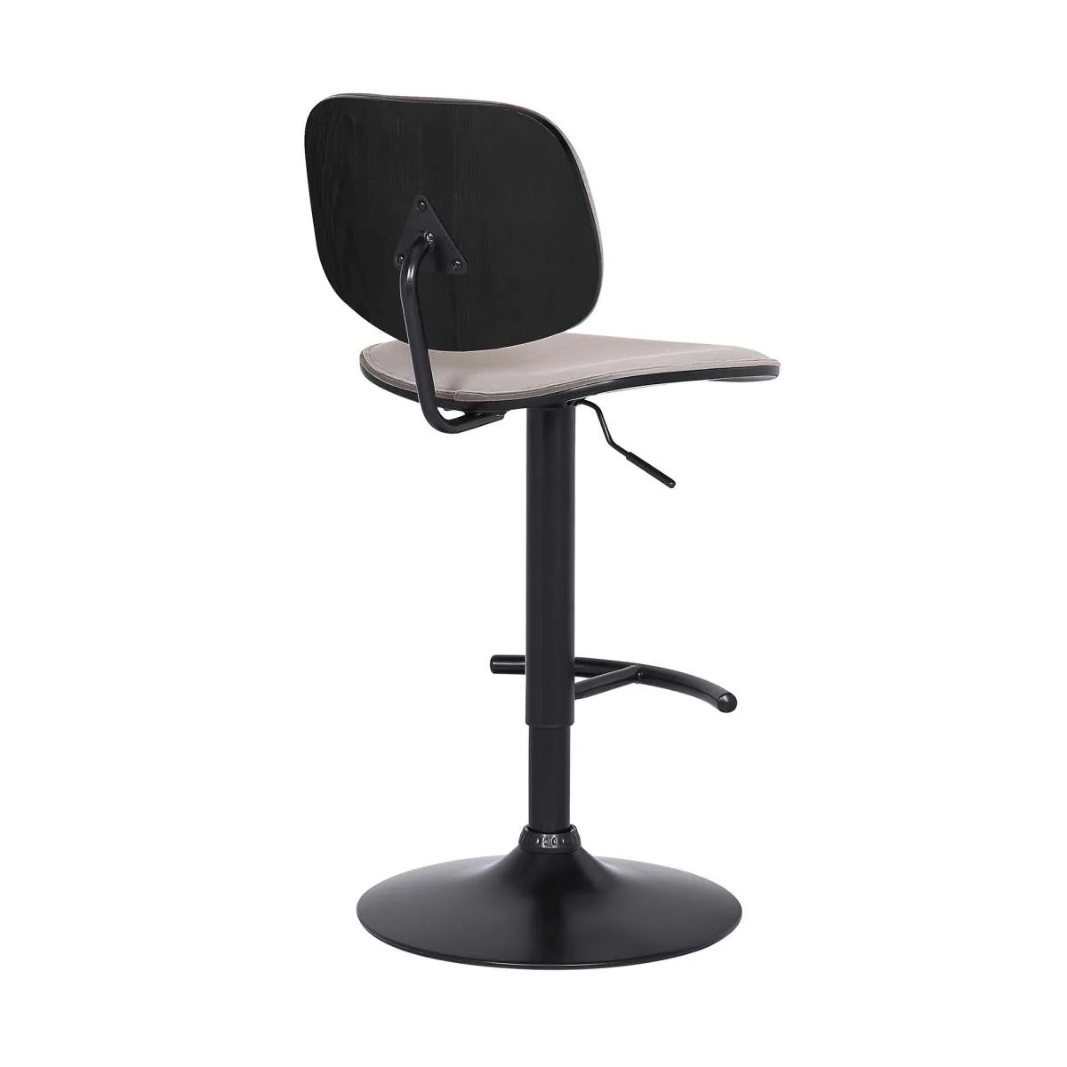 Nancy Adjustable Gray Velvet Swivel Barstool in Black Powder Coated Finish By Armen Living - Image 3