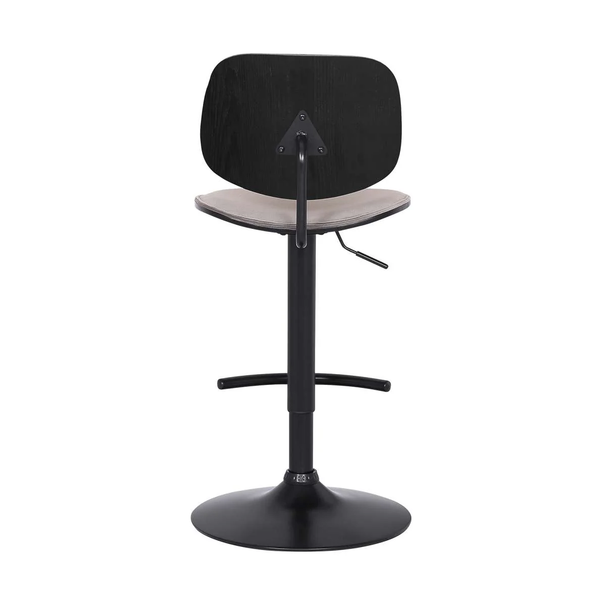 Nancy Adjustable Gray Velvet Swivel Barstool in Black Powder Coated Finish By Armen Living - Image 4