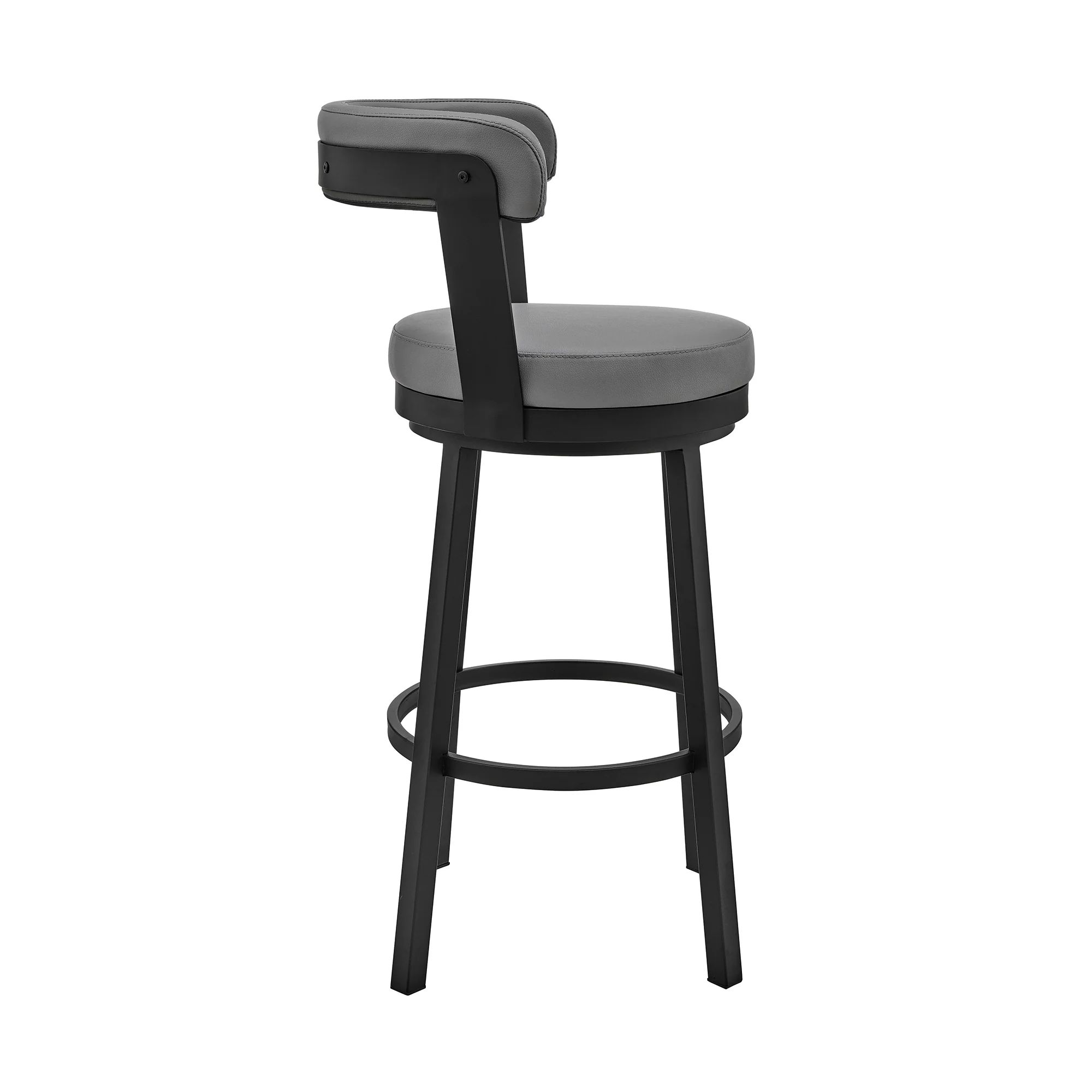 Naomi and Bryant 3-Piece Counter Height Dining Set in Black Metal and Grey Faux Leather By Armen Living - Image 4