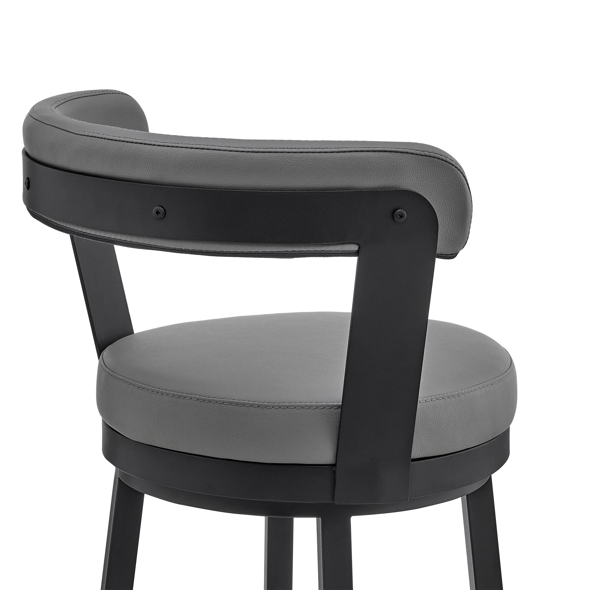 Naomi and Bryant 5-Piece Counter Height Dining Set in Black Metal and Grey Faux Leather By Armen Living - Image 7