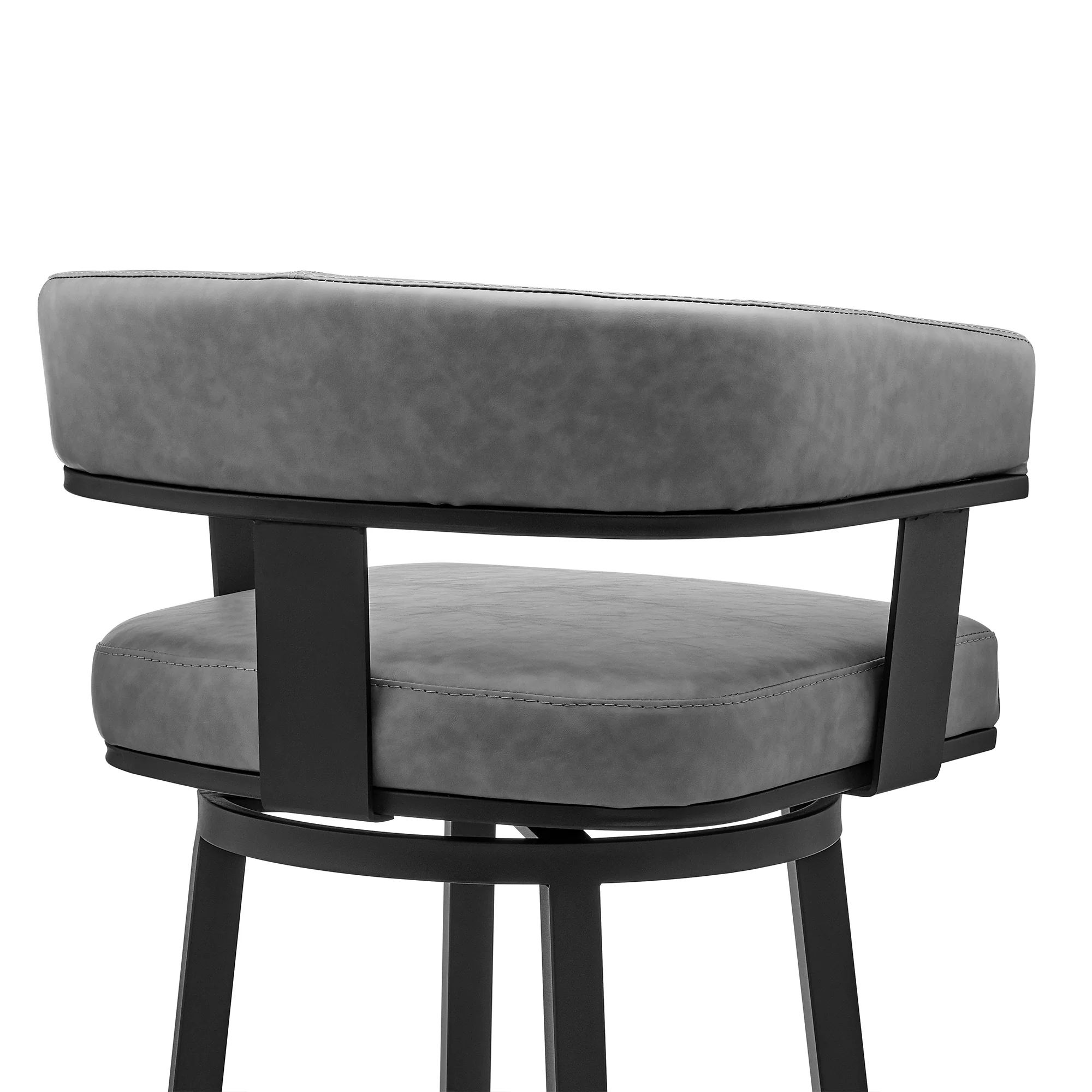 Naomi and Lorin 3-Piece Counter Height Dining Set in Black Metal and Grey Faux Leather By Armen Living - Image 7