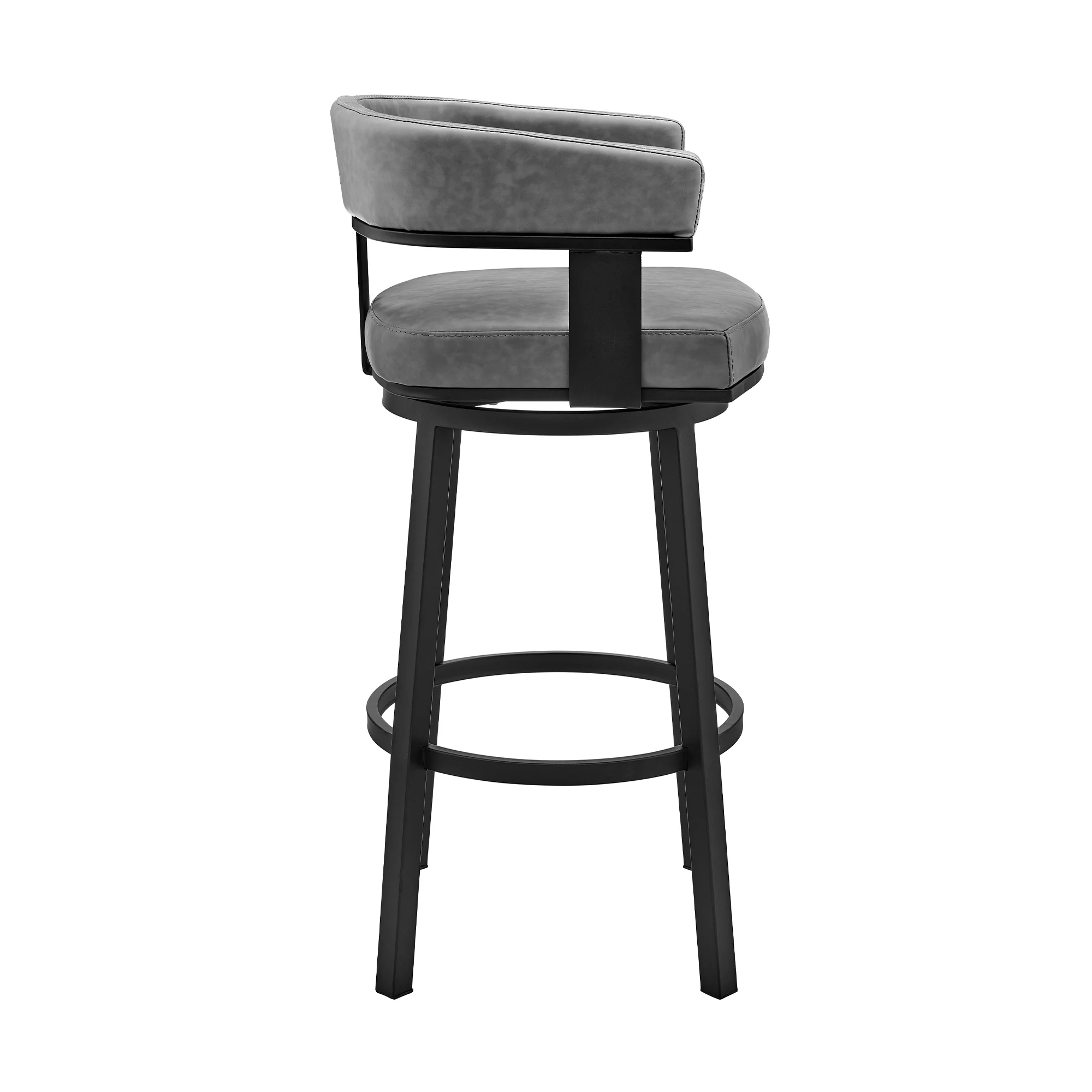 Naomi and Lorin 4-Piece Counter Height Dining Set in Black Metal and Grey Faux Leather By Armen Living - Image 4