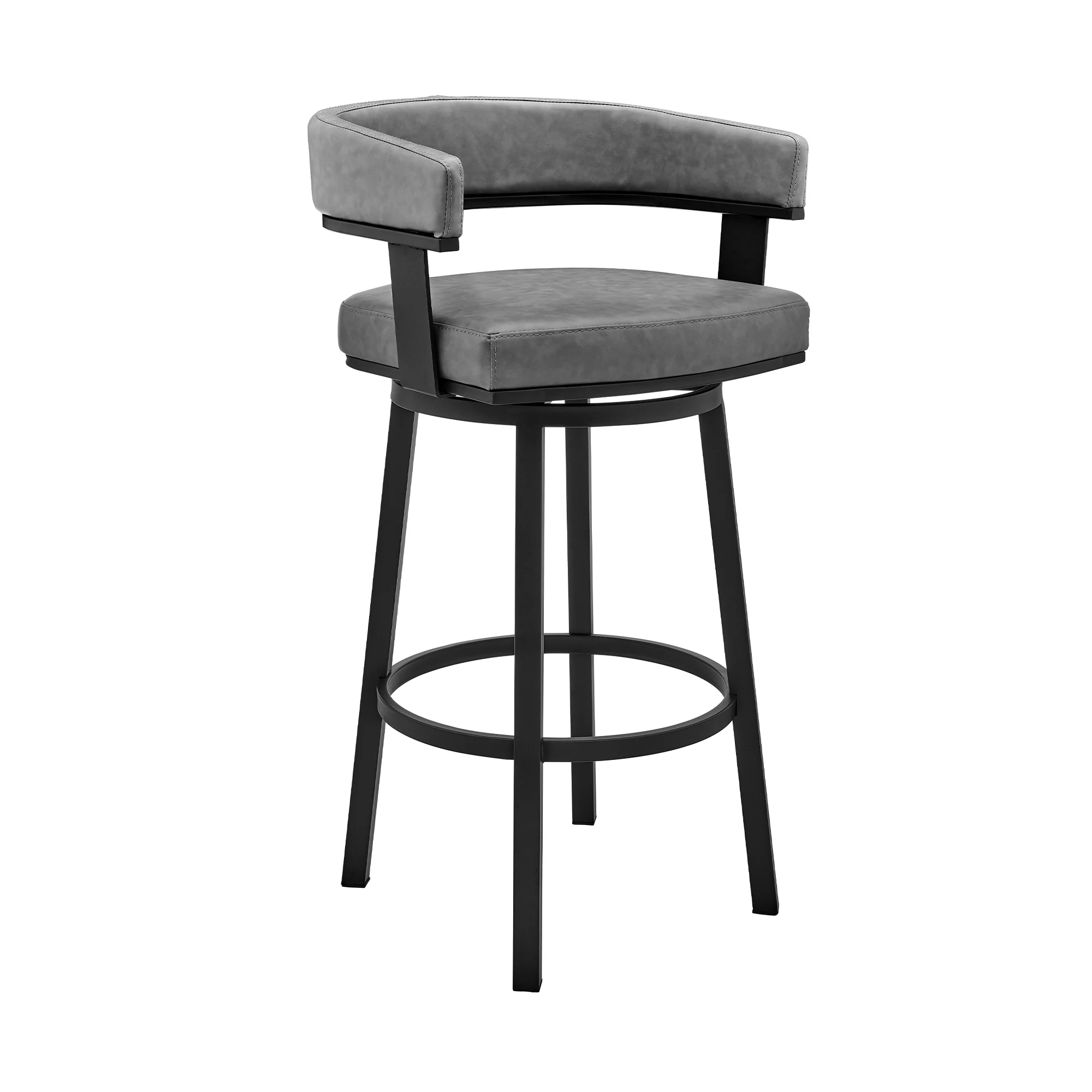 Naomi and Lorin 5-Piece Counter Height Dining Set in Black Metal and Grey Faux Leather By Armen Living - Image 3