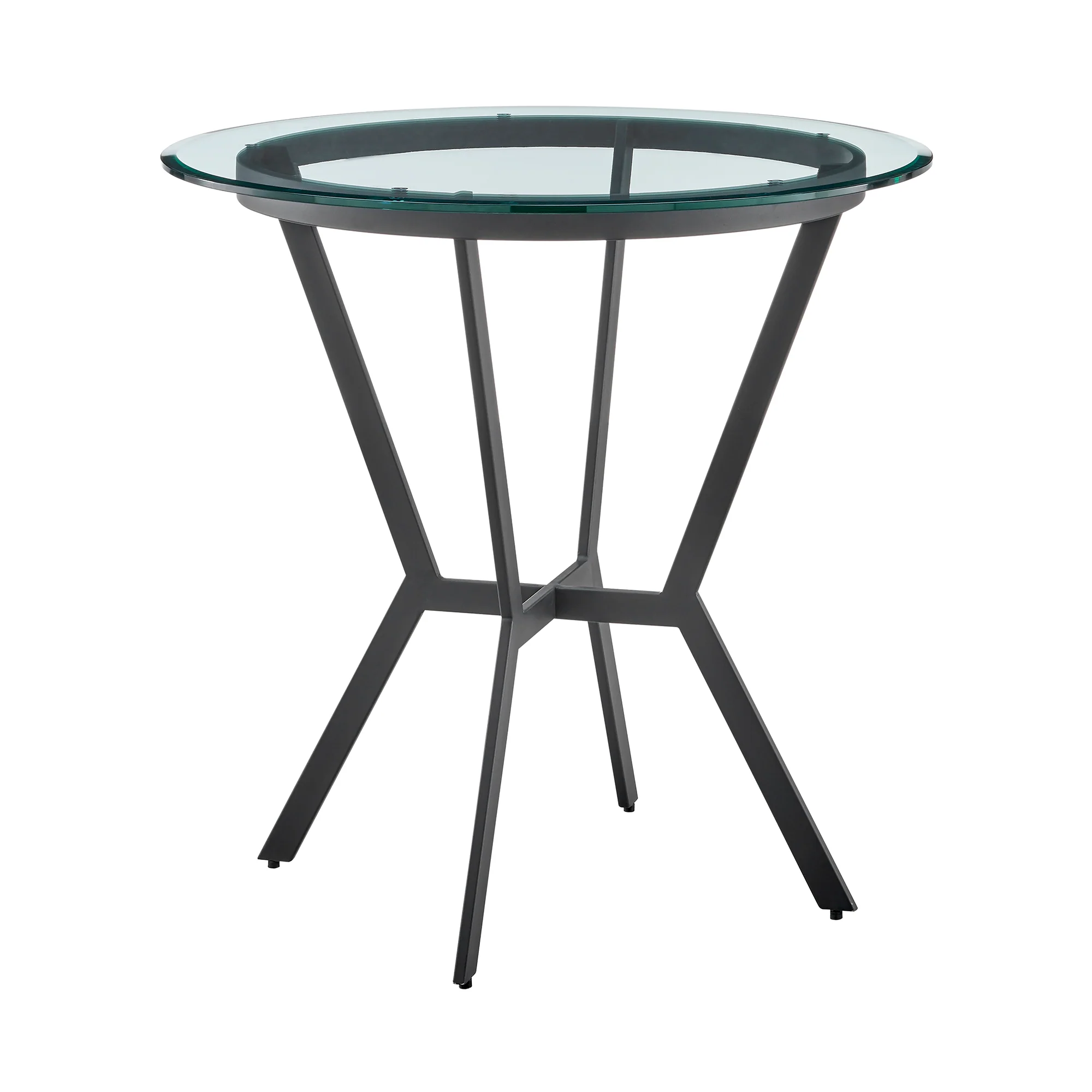 Naomi Round Glass and Black Metal Bar Table By Armen Living - Image 2