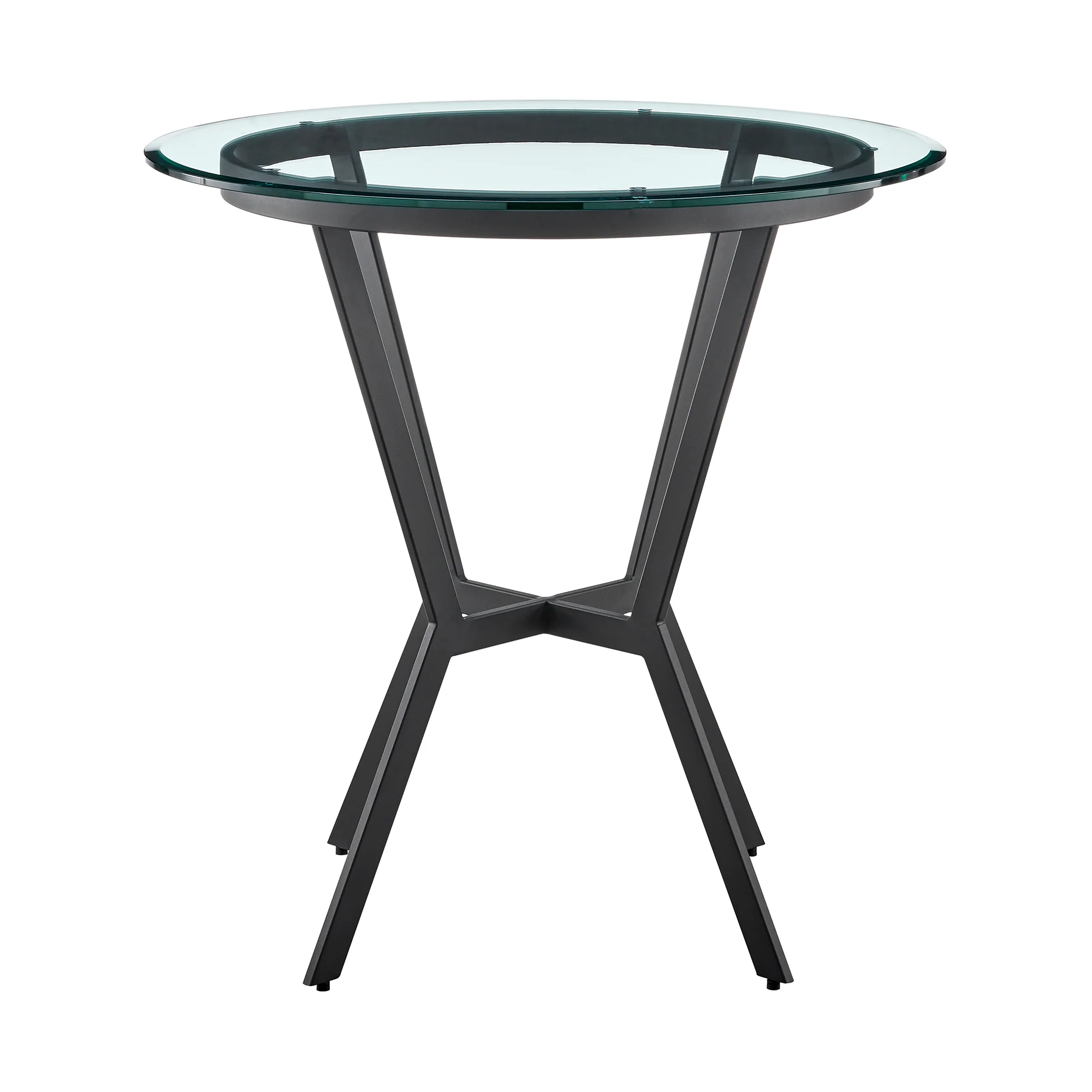 Naomi Round Glass and Black Metal Bar Table By Armen Living - Image 3