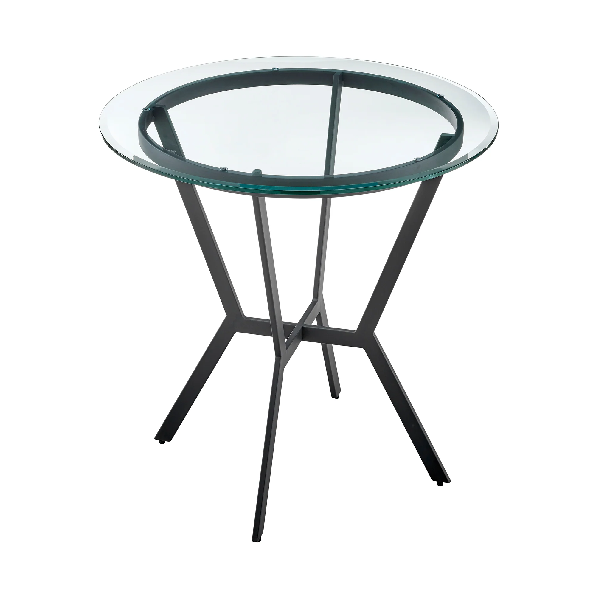 Naomi Round Glass and Black Metal Bar Table By Armen Living - Image 4