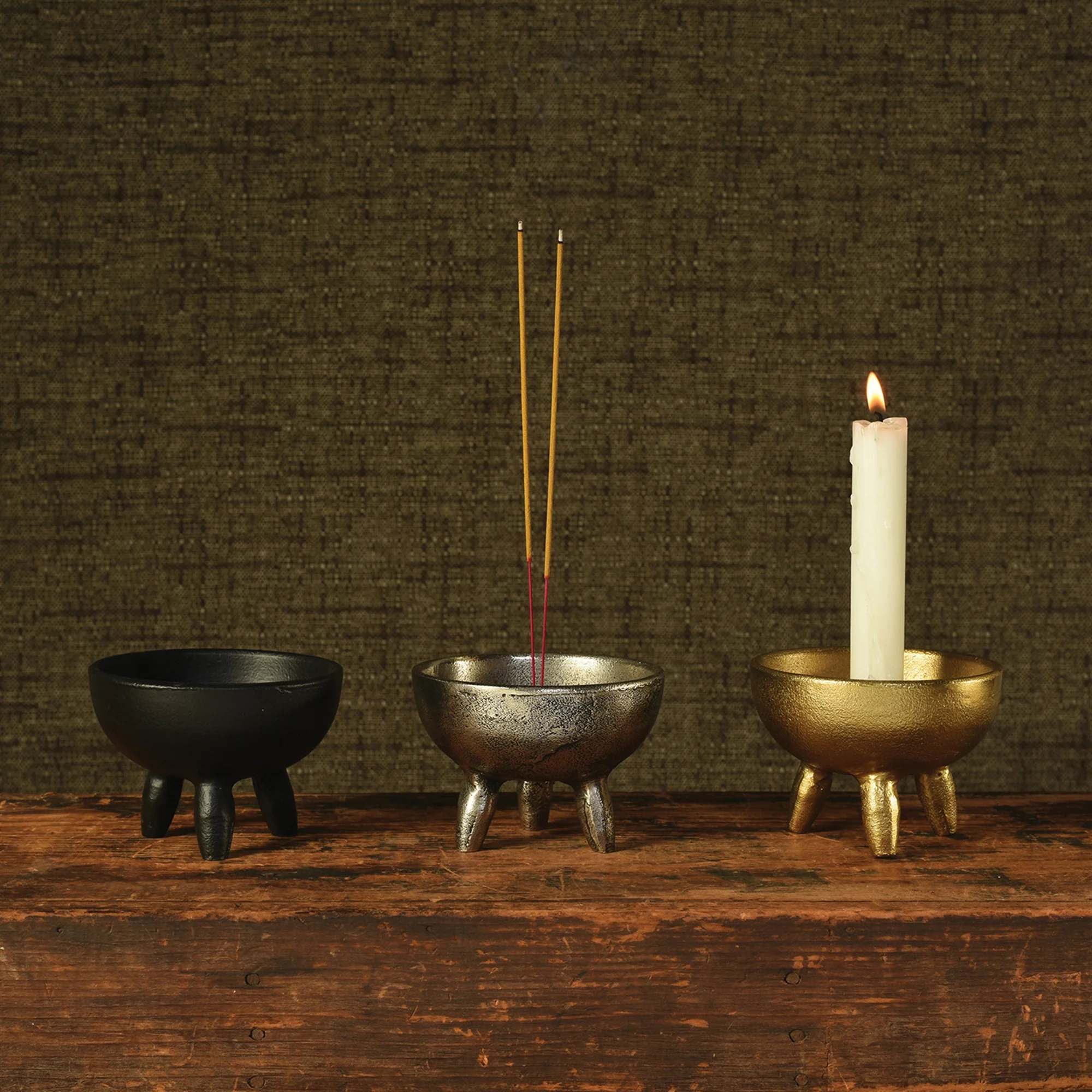 Naomi Taper / Incense Holder, Black - Matte Black Set Of 2 By HomArt - Image 5